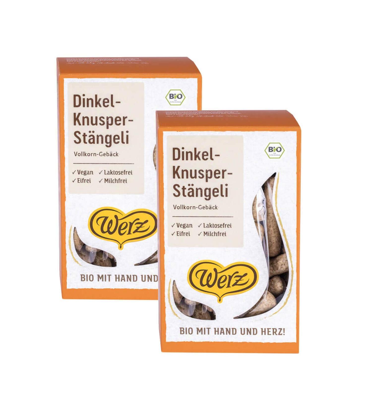 Werz Spelt Whole Grain Crunchy Sticks Unsweetened Pack of 2 (2 x 125 g Pack) - Organic