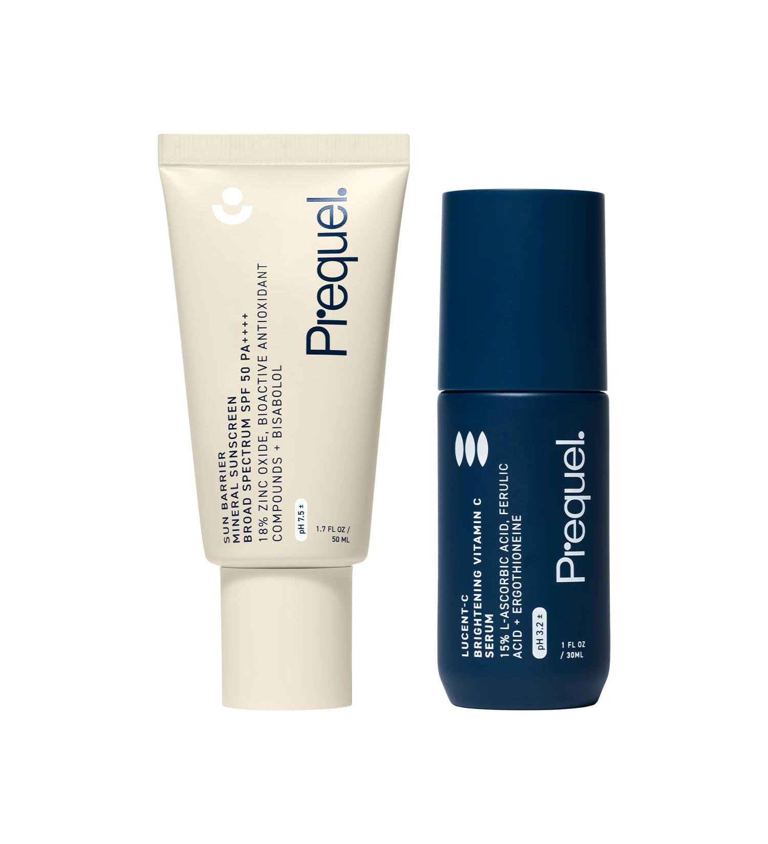 Prequel Skin Sun Barrier Mineral Sunscreen & Lucent-C Vitamin C Serum - Buy Online on GoSupps.com