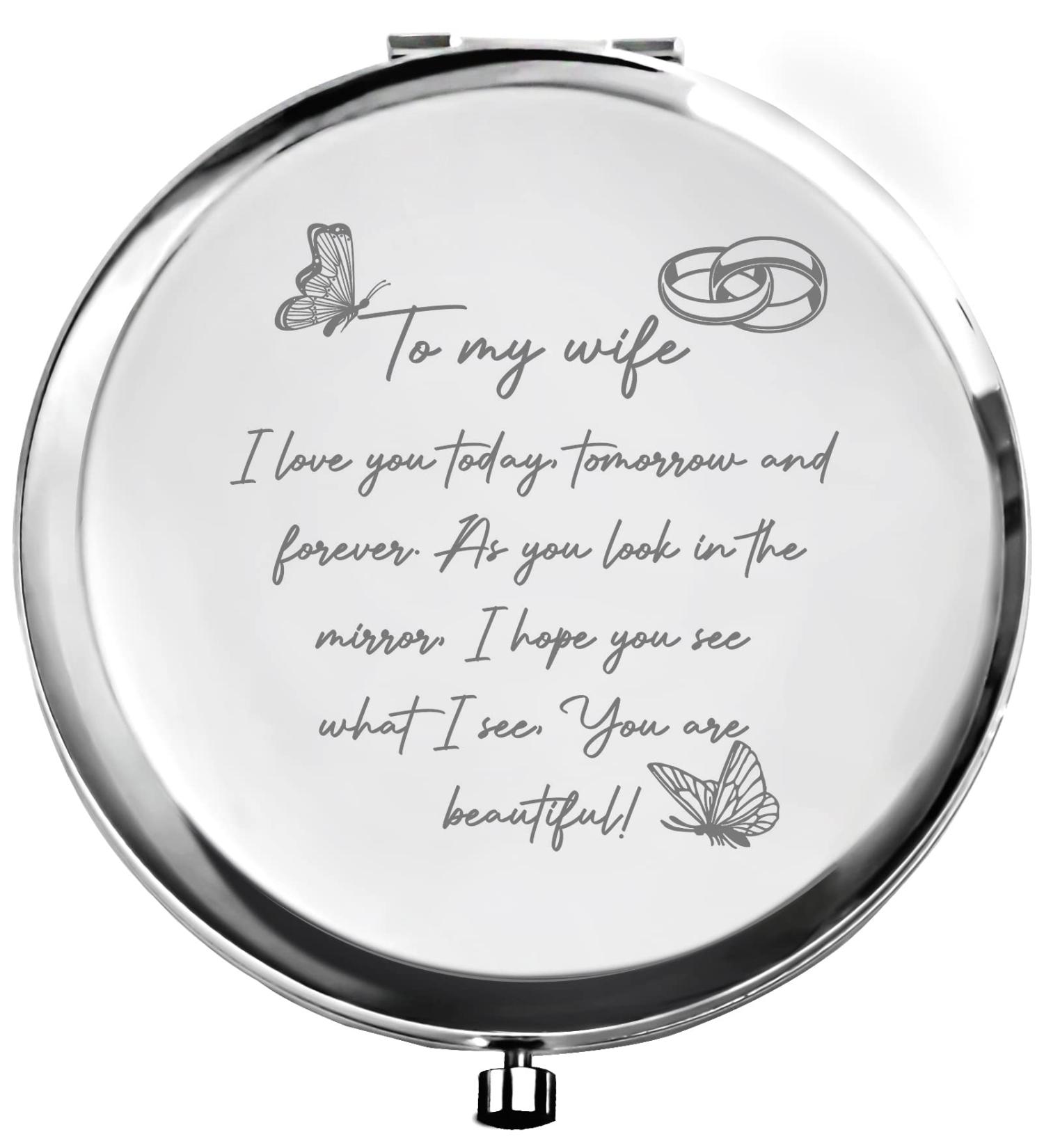 UniqGift Valentine's Day & Anniversary Gift for Her - To My Wife Compact Mirror - Wife Birthday & Mother's Day Gift Idea - 1010 - Buy Online on GoSupps.com