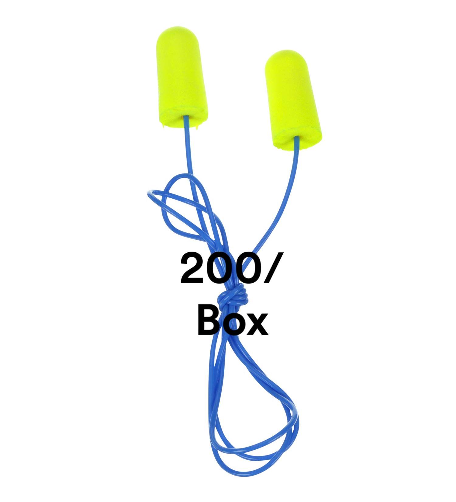 3M Ear Plugs  200/Box  E-A-Rsoft Yellow Neons 311-1250  Corded  Disposable  Foam  NRR 33  Drilling  Grinding  Machining  Sawing  Sanding  Welding  1/Poly Bag - Buy Online on GoSupps.com