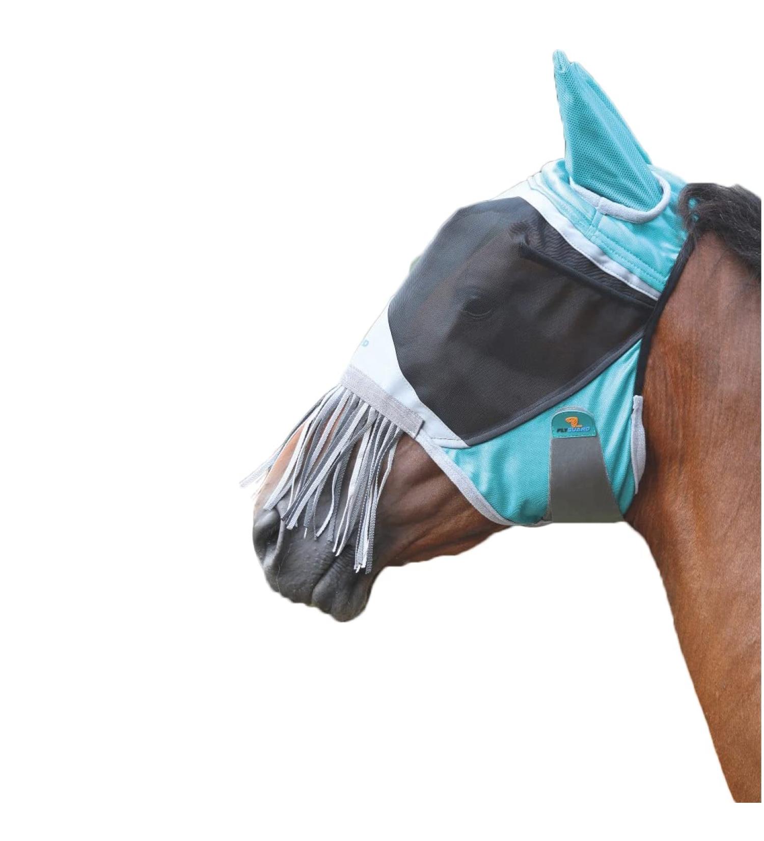 Shires Deluxe Horse/Pony Fly Mask With Nose Fringe UV Protection (Cob Green) Cob Green - Buy Online on GoSupps.com