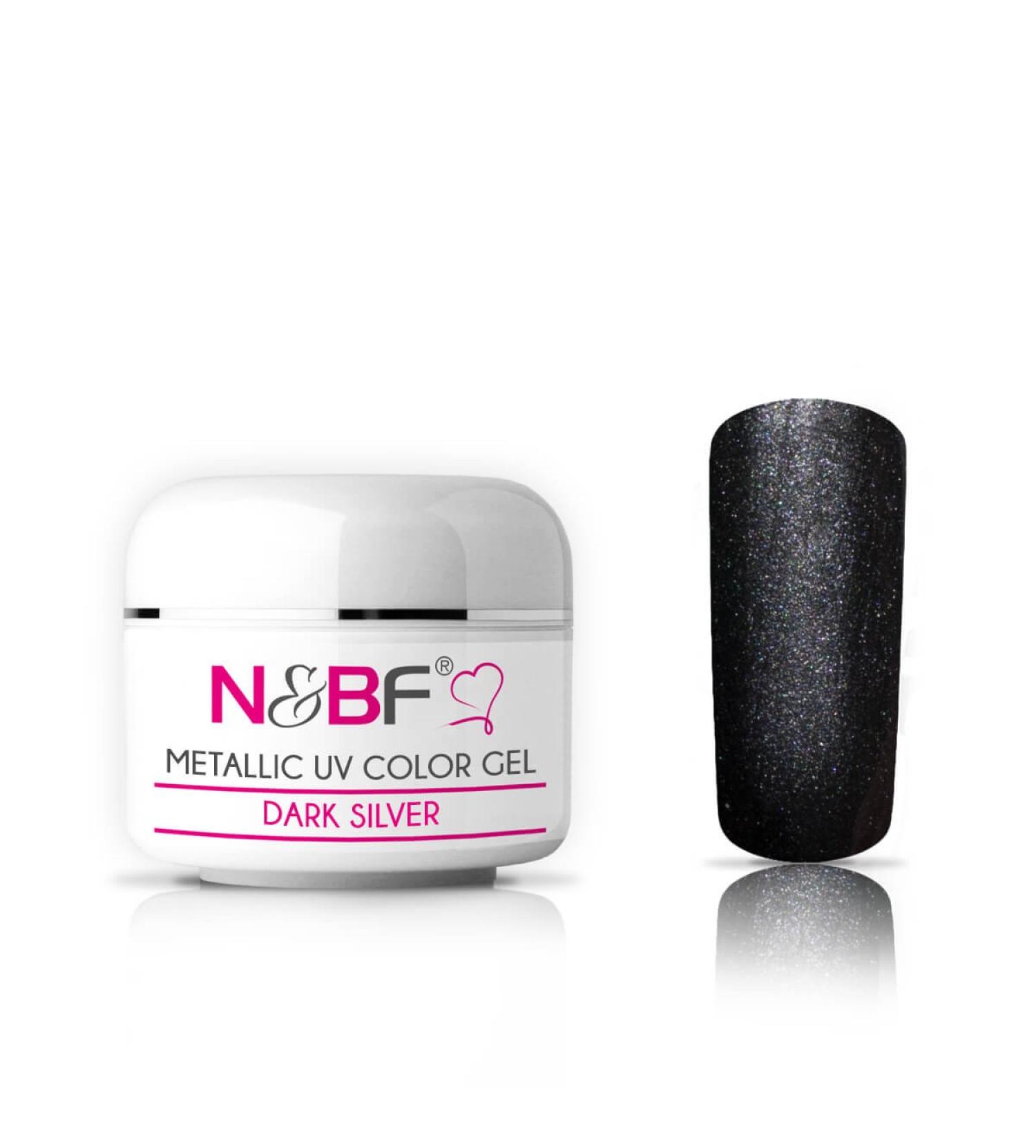 N&BF Metallic UV Gel 5ml - Dark Silver | Acid-Free Color Gel | Metallic Nail Art Gel Made in EU | Self-Smoothing Metal Effect Gel - Buy Online on GoSupps.com