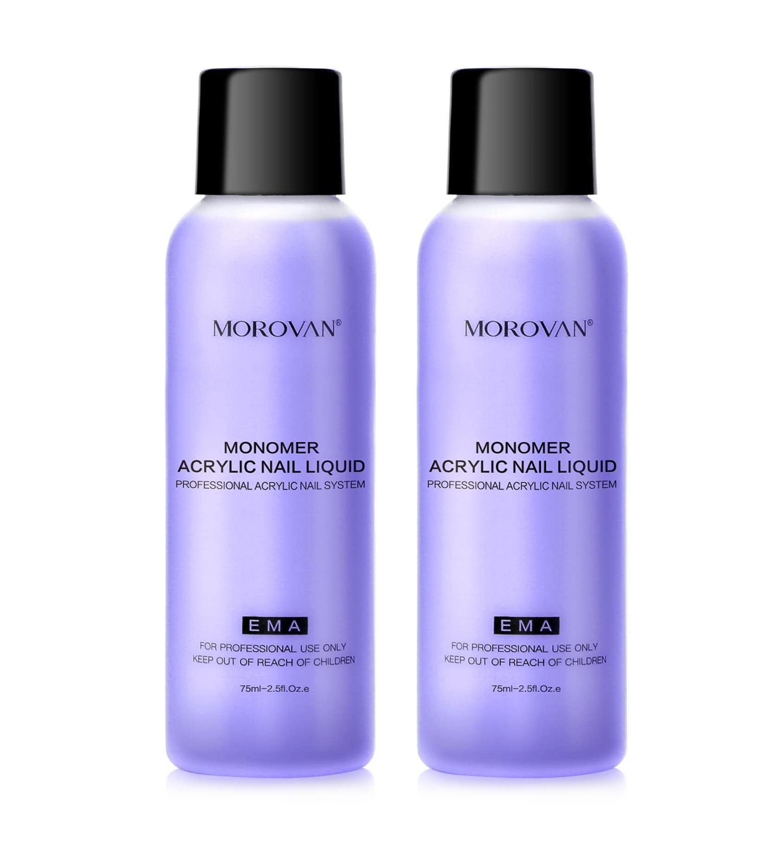 Morovan Non-Yellow Acrylic Nail Liquid 2PCS 2.5OZ - Medium Drying Time - For Acrylic Powder - Non-Yellow Nail Monomer Liquid - Buy Online on GoSupps.com