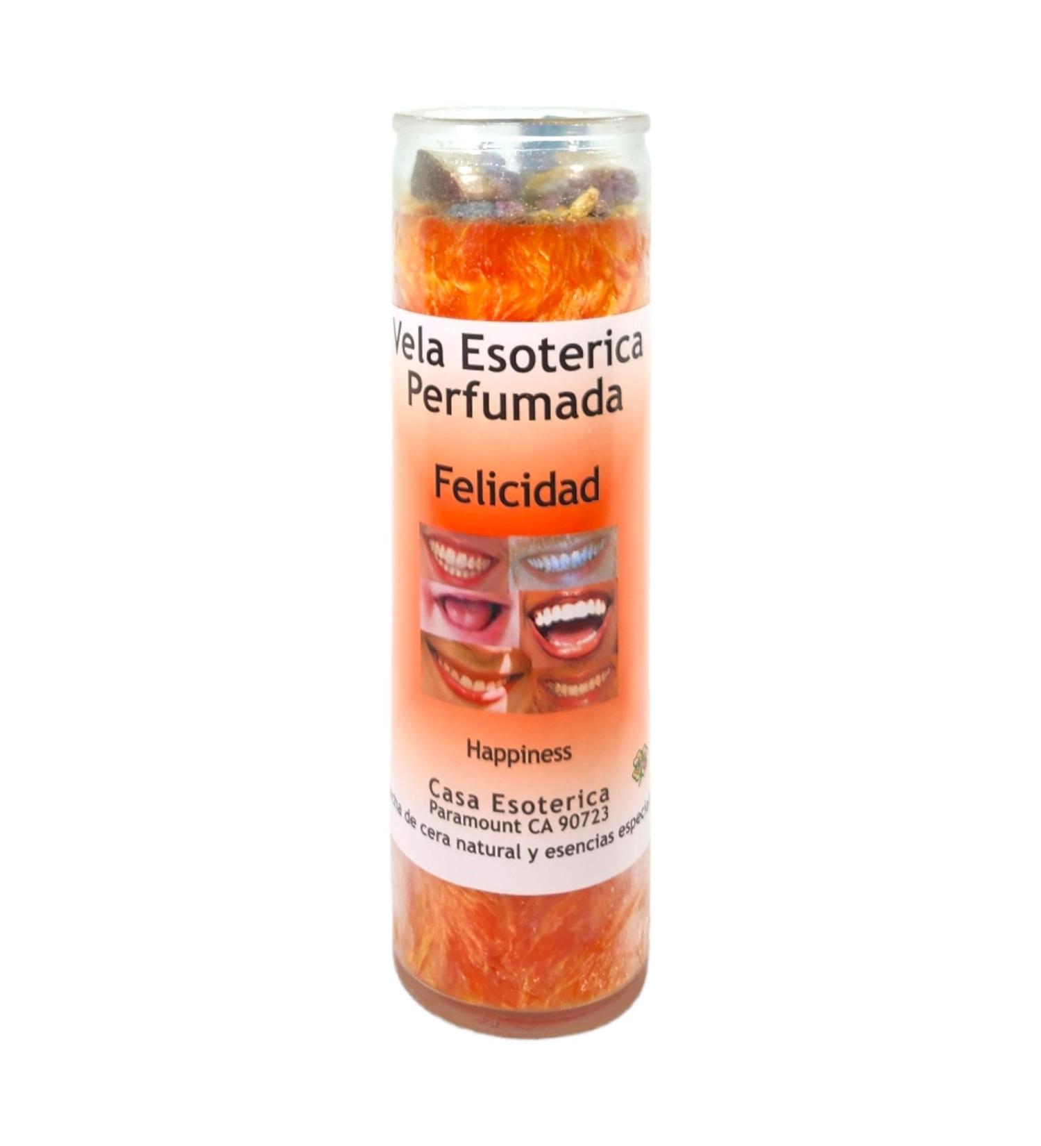 Happiness Palm Wax Candle - Orange Spiritual Intention Spell - Vela Casa Esoterica Perfumada (Felicidad - Buy Online on GoSupps.com