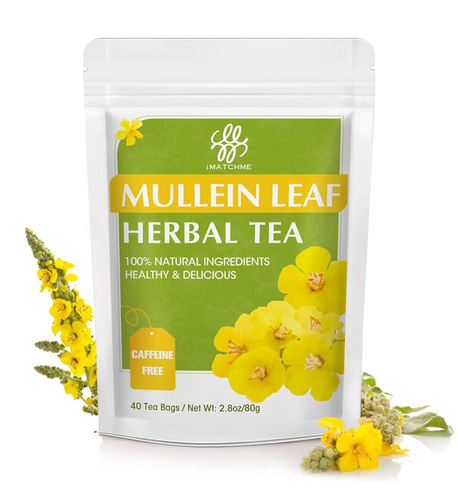 Mullein Leaf Tea - Respiratory and Lung Cleanse Herbal Tea | 40 Tea Bags, Caffeine-Free - Buy Online on GoSupps.com