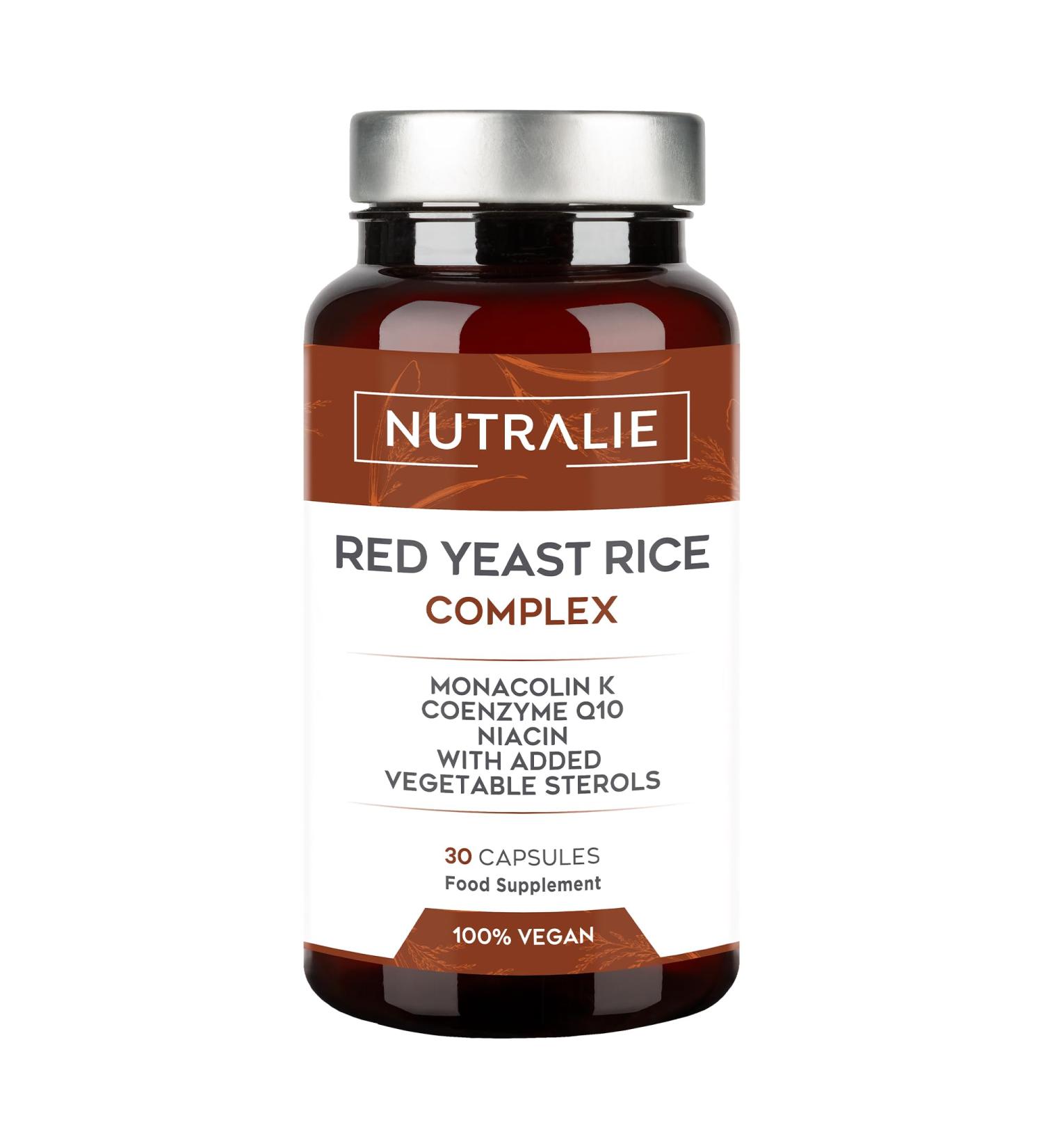 Red Rice Yeast - Monacolin K 2.9 mg BIO-Available + 30 mg Q10 + Vitamin C E B3 - Gluten and Lactose Free - 30 Vegetable Capsules Nutralie