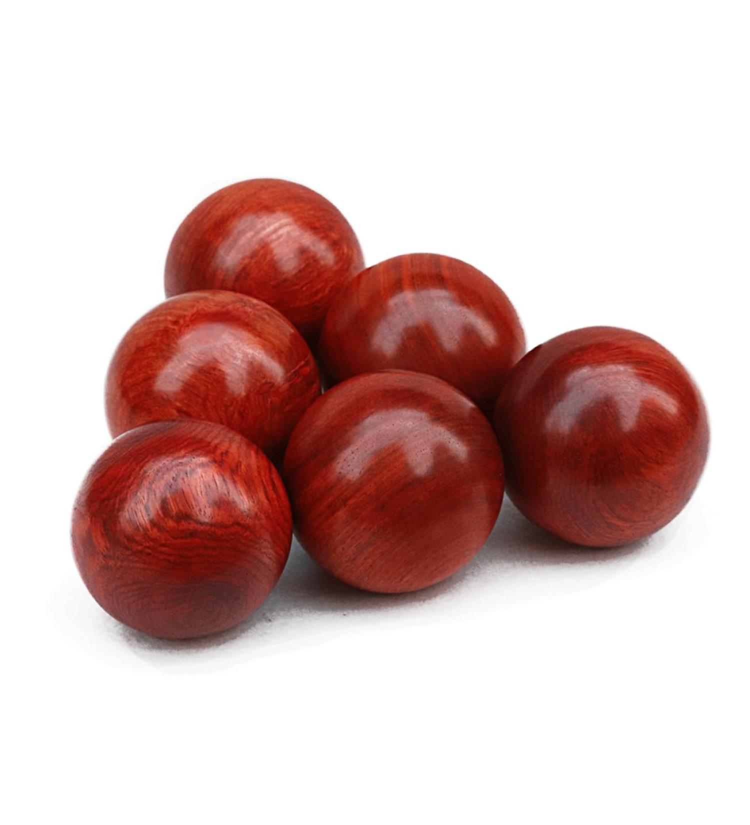 Lurrose Rosewood Massage Balls - 2pcs - Chinese Hand Exercise & Stress Relief - 5cm Red Muscle Roller - Buy Online on GoSupps.com