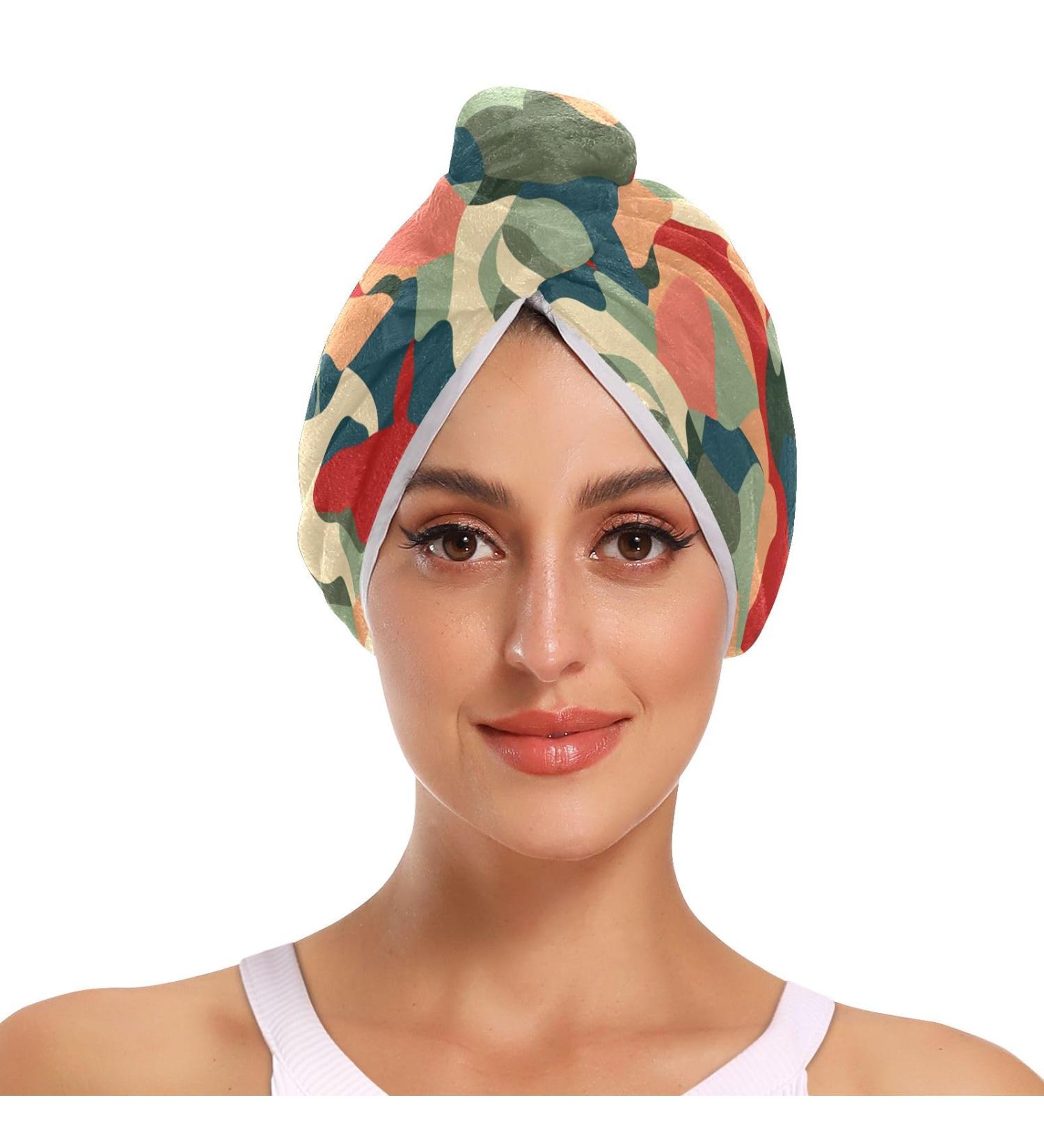 Abstract Graffiti Hair Towel 2 Pack - Super Absorbent Quick Drying Hair Turbans for Women & Girls - Buy Online on GoSupps.com