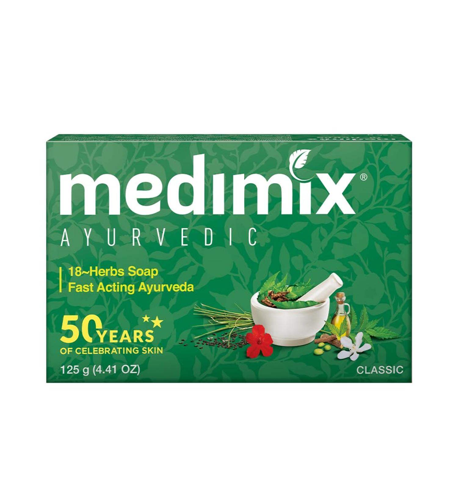 Herbal Handmade Ayurvedic 18 Herb Soap for Healthy Clear Skin - 125g | Organic Natural Skincare - Buy Online on GoSupps.com