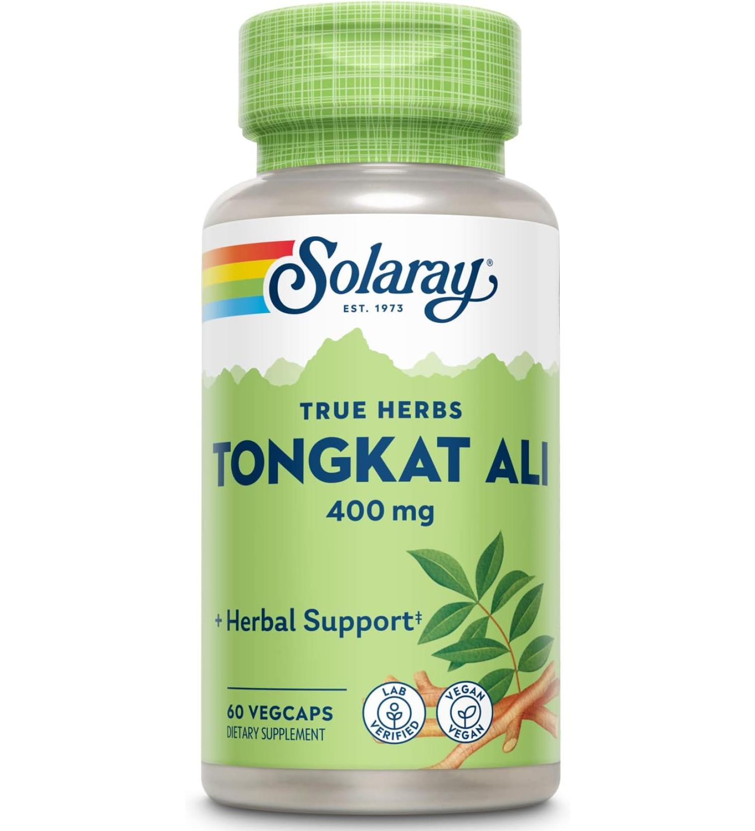 Solaray Tongkat Ali 400 mg - 60 VegCaps | Boost Energy & Vitality - Buy Online on GoSupps.com
