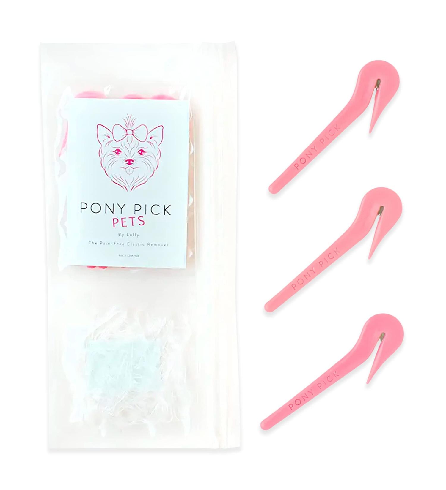 PET Pick by Pony Pick - Pet Hair Elastic Cutter | 3 Pack with 50 Clear Elastics - Grooming Tool for Dogs & Pets - Buy Online on GoSupps.com