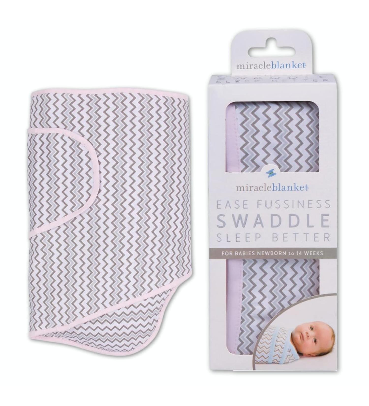 Miracle Blanket Baby Sleep Swaddle - Pink & Gray Chevron | Newborn to 3 Months - Buy Online on GoSupps.com