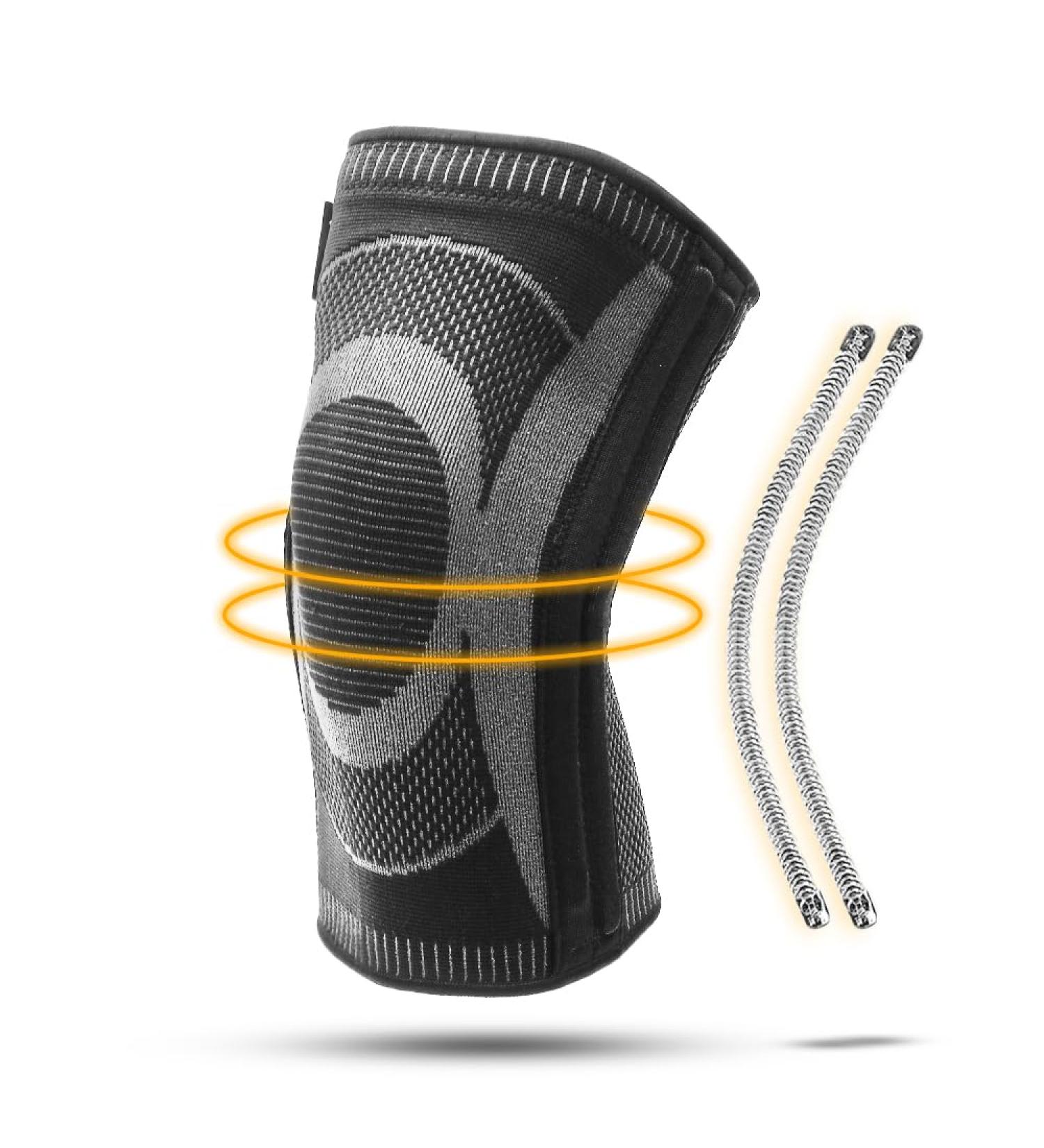 Knee Sleeve - Knee Brace for Men & Women | Four Spring Supports for Stability & Relief | Black Large | Sports & Activity Knee Protection - Buy Online on GoSupps.com