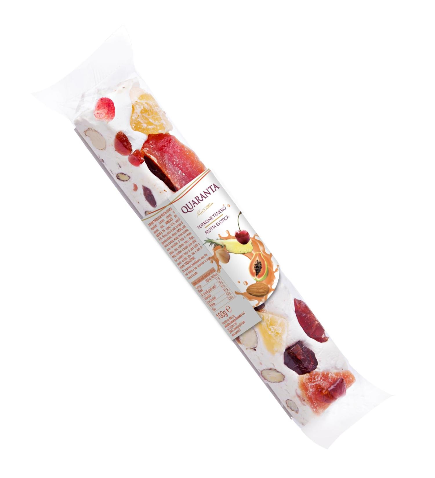 Quaranta Tropical Nougat Bars 100 g - Soft Italian Nougat Tropical Fruits Suitable for Vegetarians Gluten Free Family Recipe Great Gift 100 g Bar - Buy Online on GoSupps.com