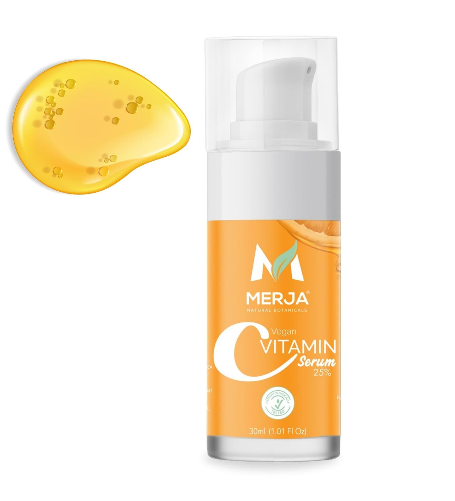 Merja Vegan Vitamin C Serum 25% Concentration 1.01 Fl Oz (Pack of 1) - Buy Online on GoSupps.com