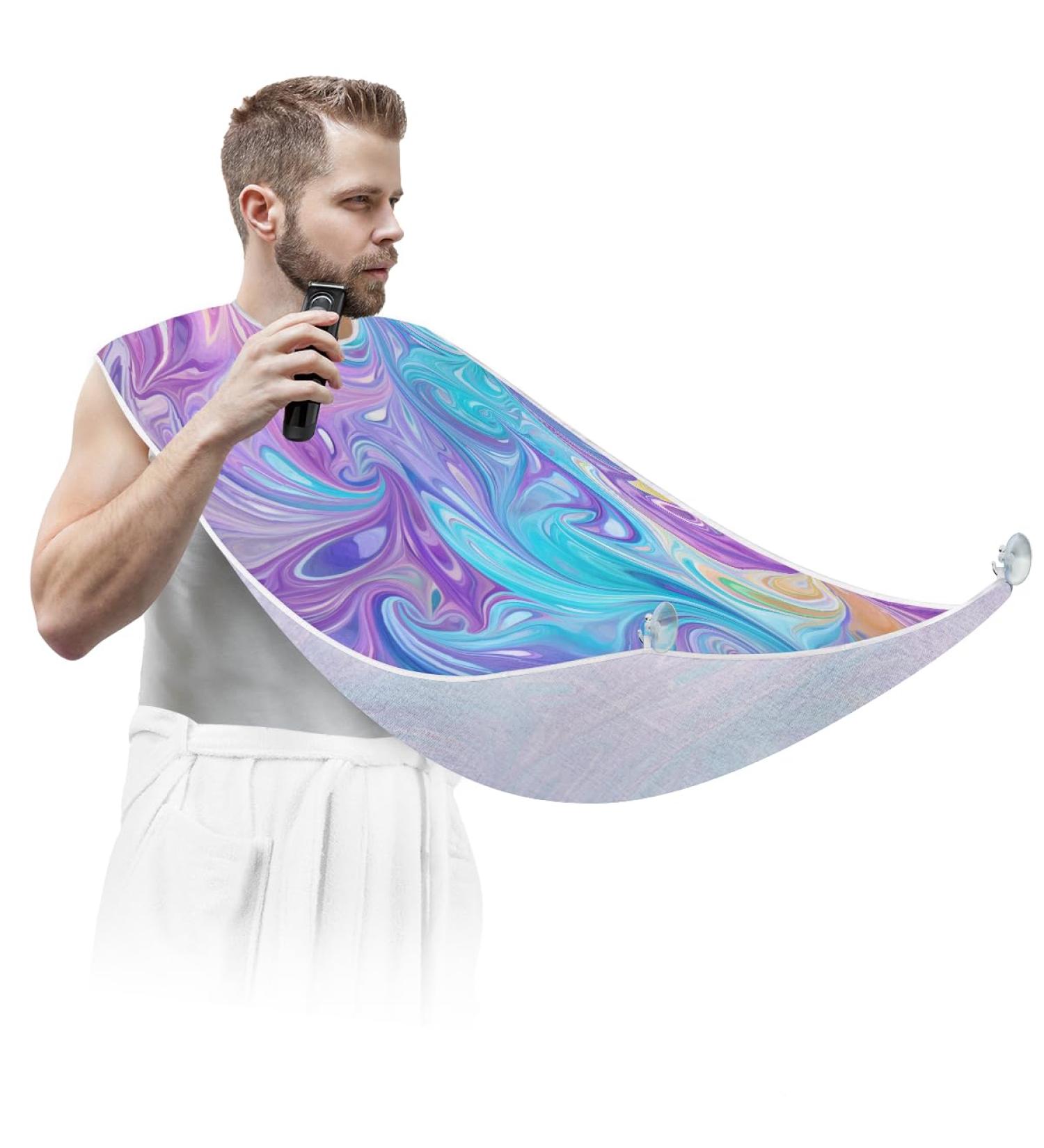 Buy Abstract Texture Beard Bib Apron | Beard Hair Catcher for Men - Perfect Father's Day & Christmas Gifts with Suction Cups - Buy Online on GoSupps.com