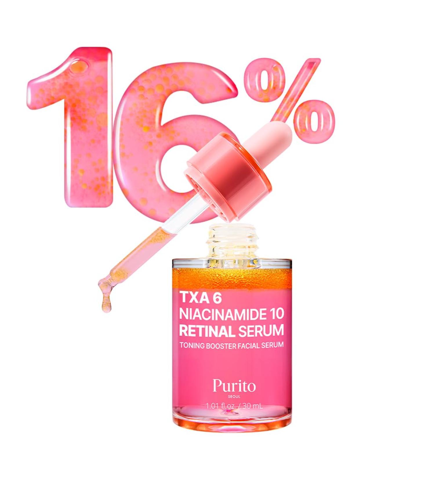 PURITO TXA 6% + Niacinamide 10% + Retinal Facial Serum | for Dark Spots Hyperpigmentation Uneven Tone | High-Level Tranexamic Acid 6% | Korean skincare 30mL 1.01 fl.oz Dark Spot Out - Buy Online on GoSupps.com