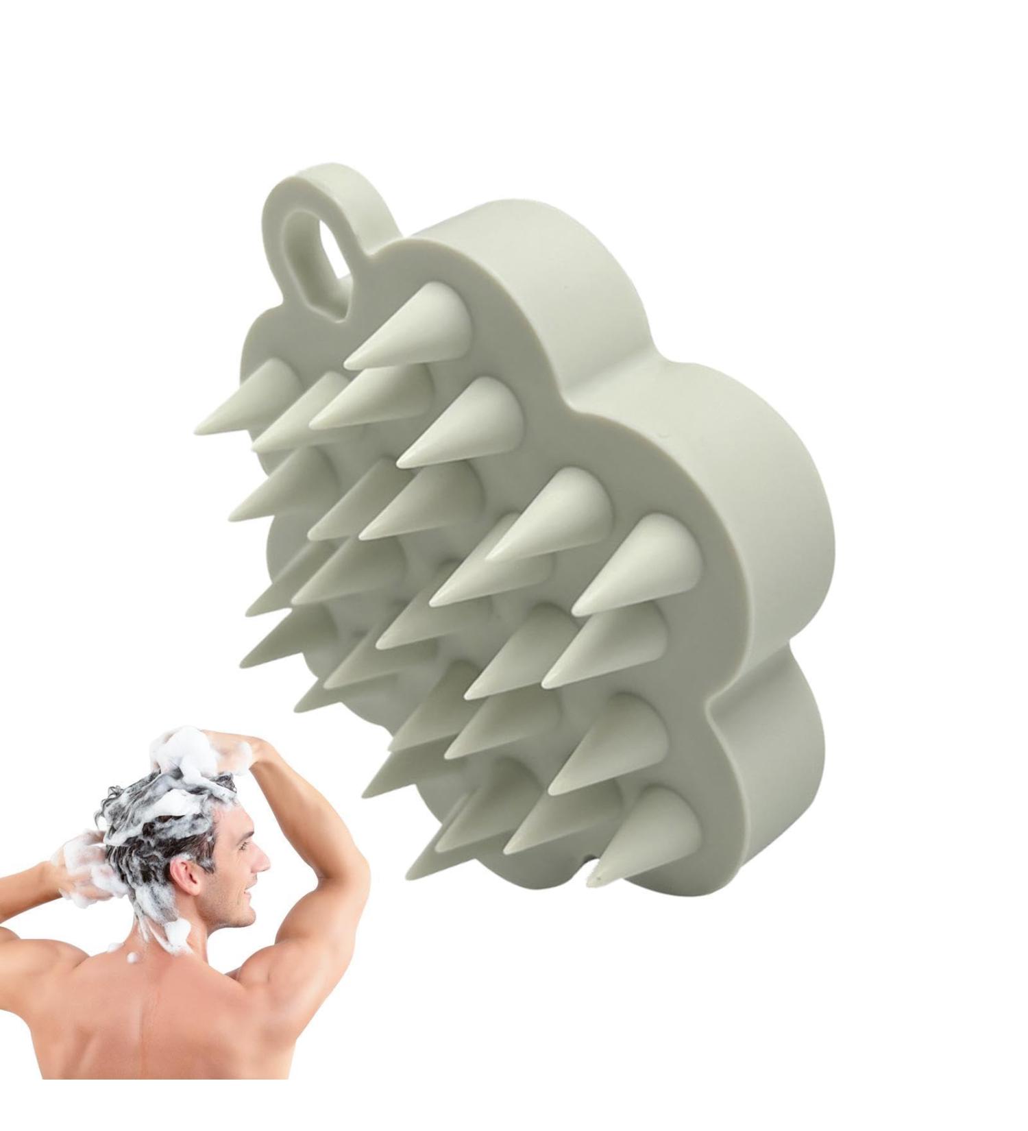 Portable Silicone Scalp Peeling Shampoo Massager - Hair Growth Brush & Shower Tool in Light Gray - Buy Online on GoSupps.com