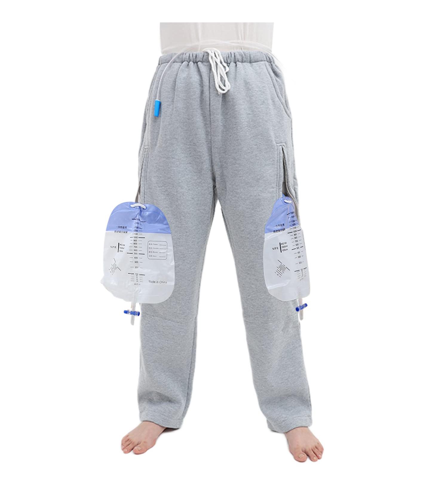 Catheter Leg Bag Pants for Men & Women | Holds 2 x 2000ml Urine Bags | Gray 2X-Large - Comfortable & Convenient - Buy Online on GoSupps.com