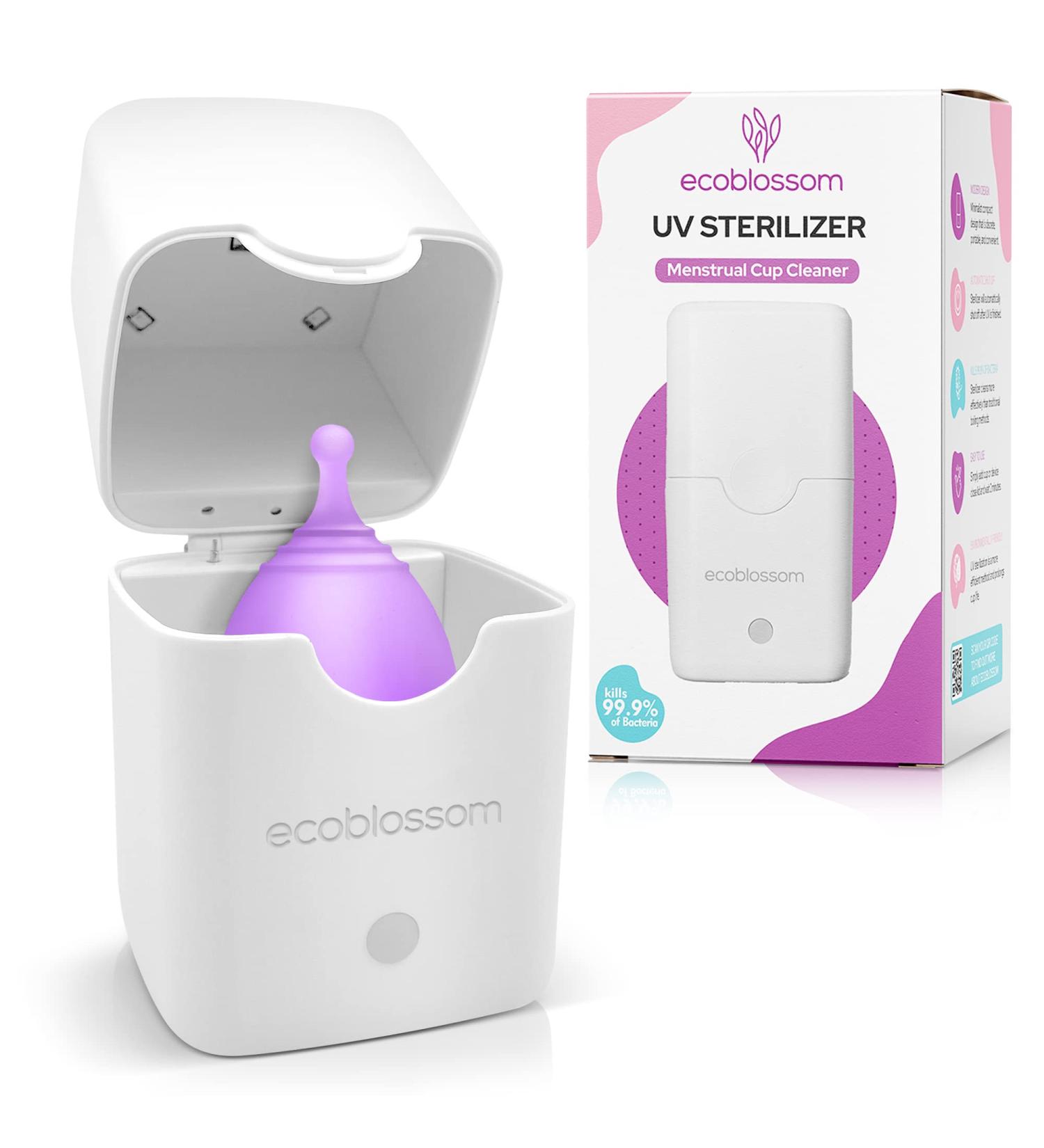 Ecoblossom Menstrual Cup Sterilizer | UV Cleaner & Sanitizer 99.9% Germ-Free | Fits Small & Large Period Discs | Quick 2-Minute Wash - Buy Online on GoSupps.com