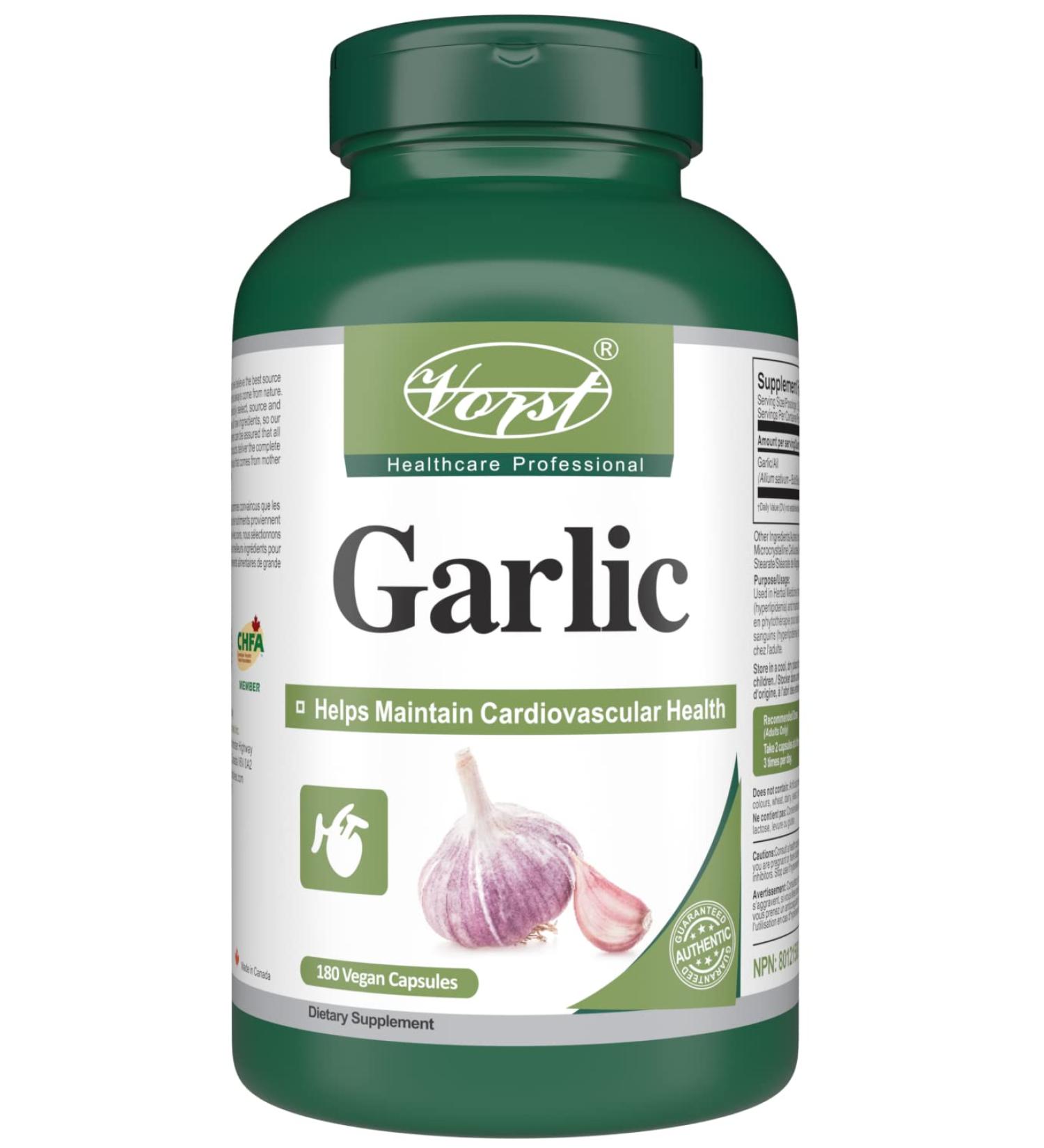VORST Garlic 1200mg Per Serving 180 Vegan Capsules | Helps Maintain Cardiovascular & Heart Health | Garlic Pills for Blood Pressure | Powder Pills | 1 Bottle 180 count (Pack of 1) - Buy Online on GoSupps.com