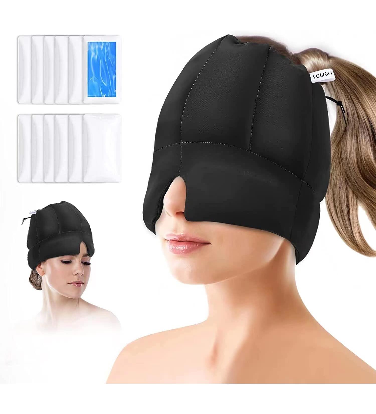 Wearable Gel Ice Headache Relief Headband - Long-Lasting Cooling Therapy for Migraine & Tension Relief - Black - Buy Online on GoSupps.com