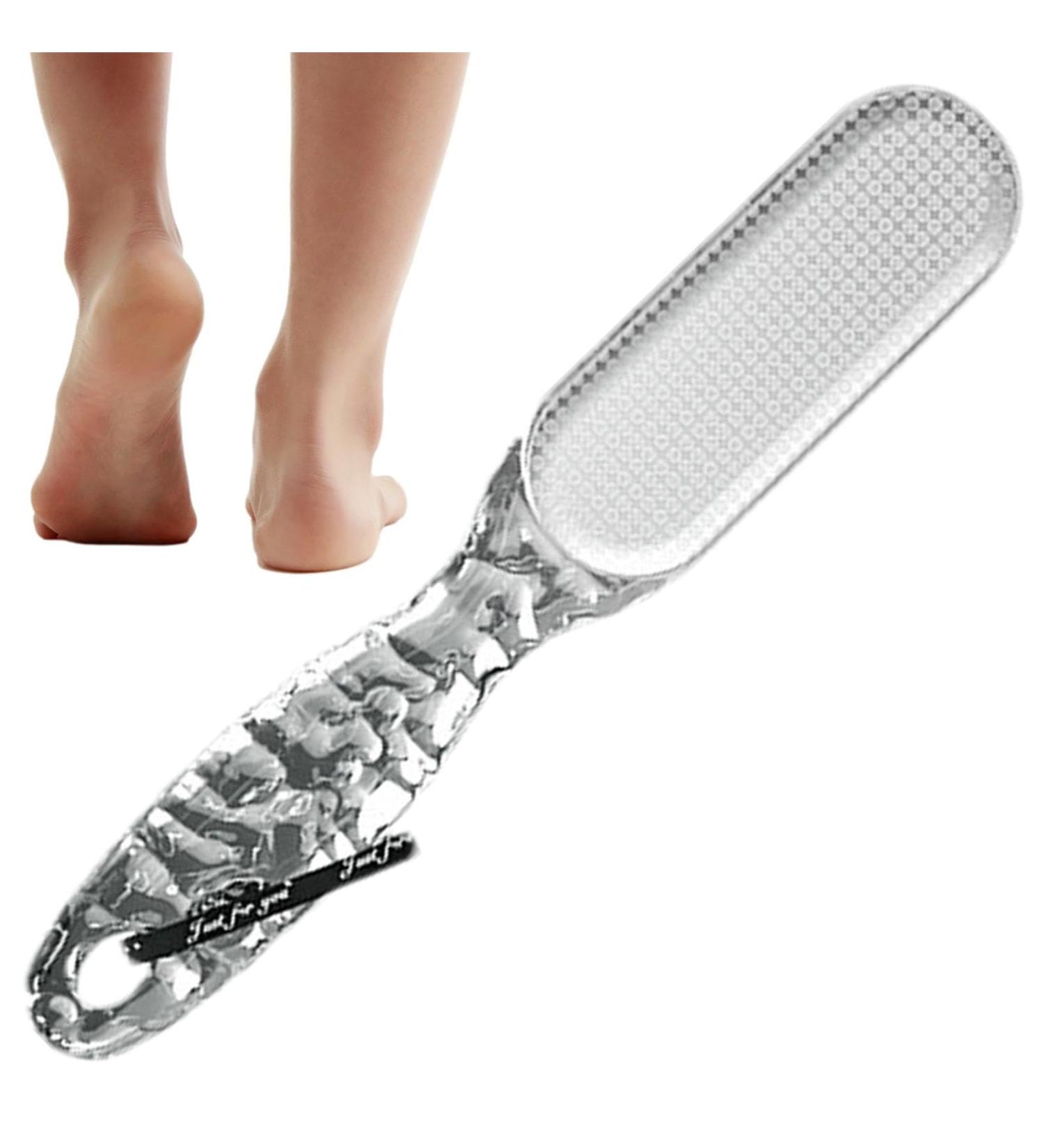 Foot Scrubber | 2-in-1 Foot Scraper Dead Skin Remover - Foot Rasp for Cracked Heel Reduces Calluses & Corns Foot File for Foot Care Wet/Dry Feet Transparent Gray - Buy Online on GoSupps.com