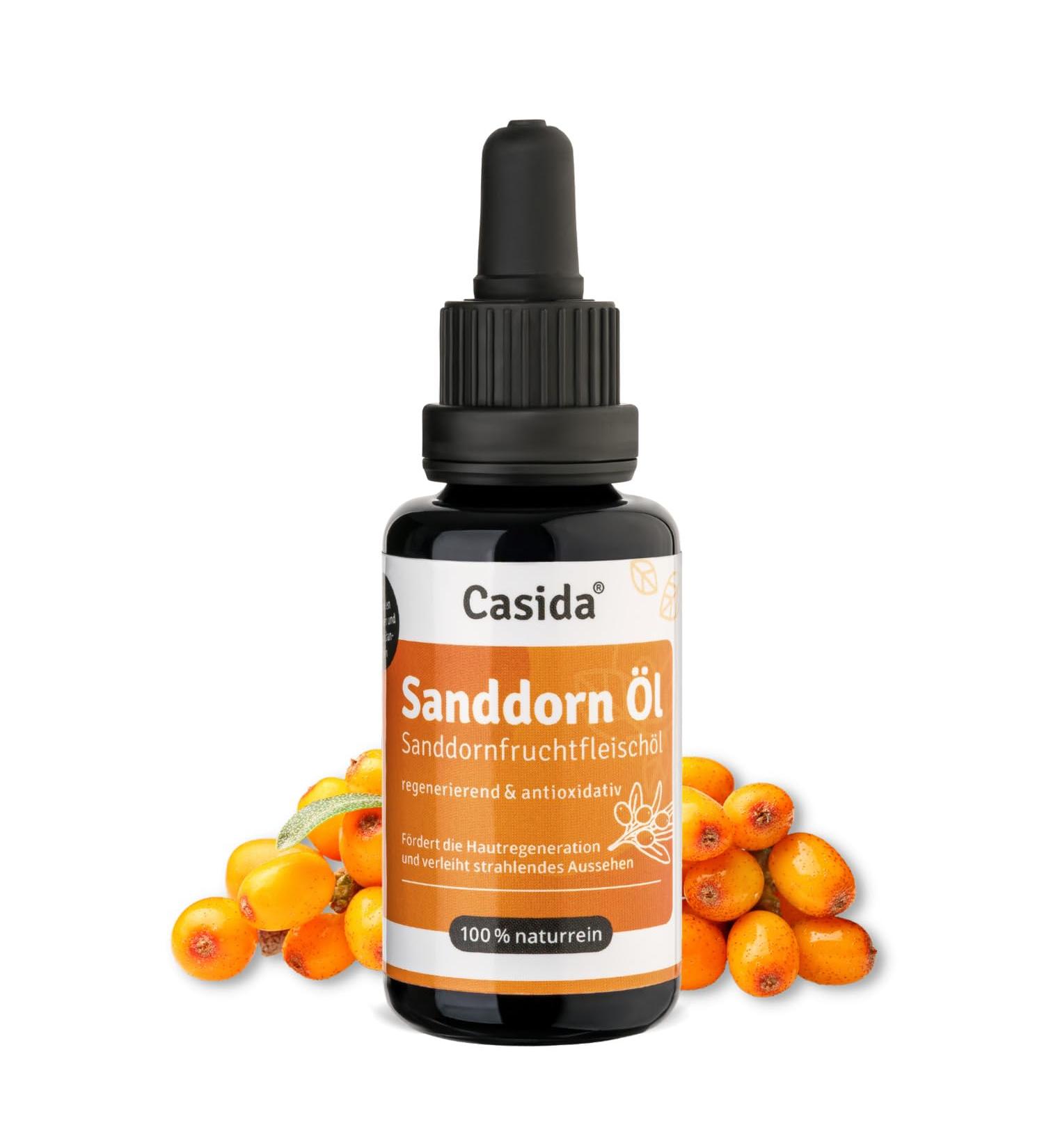Casida Sanddorn Oil - Sea Buckthorn Fruit Oil for Skin Care | Natural & Regenerative - 30 ml (Pharmacy Quality) - Buy Online on GoSupps.com
