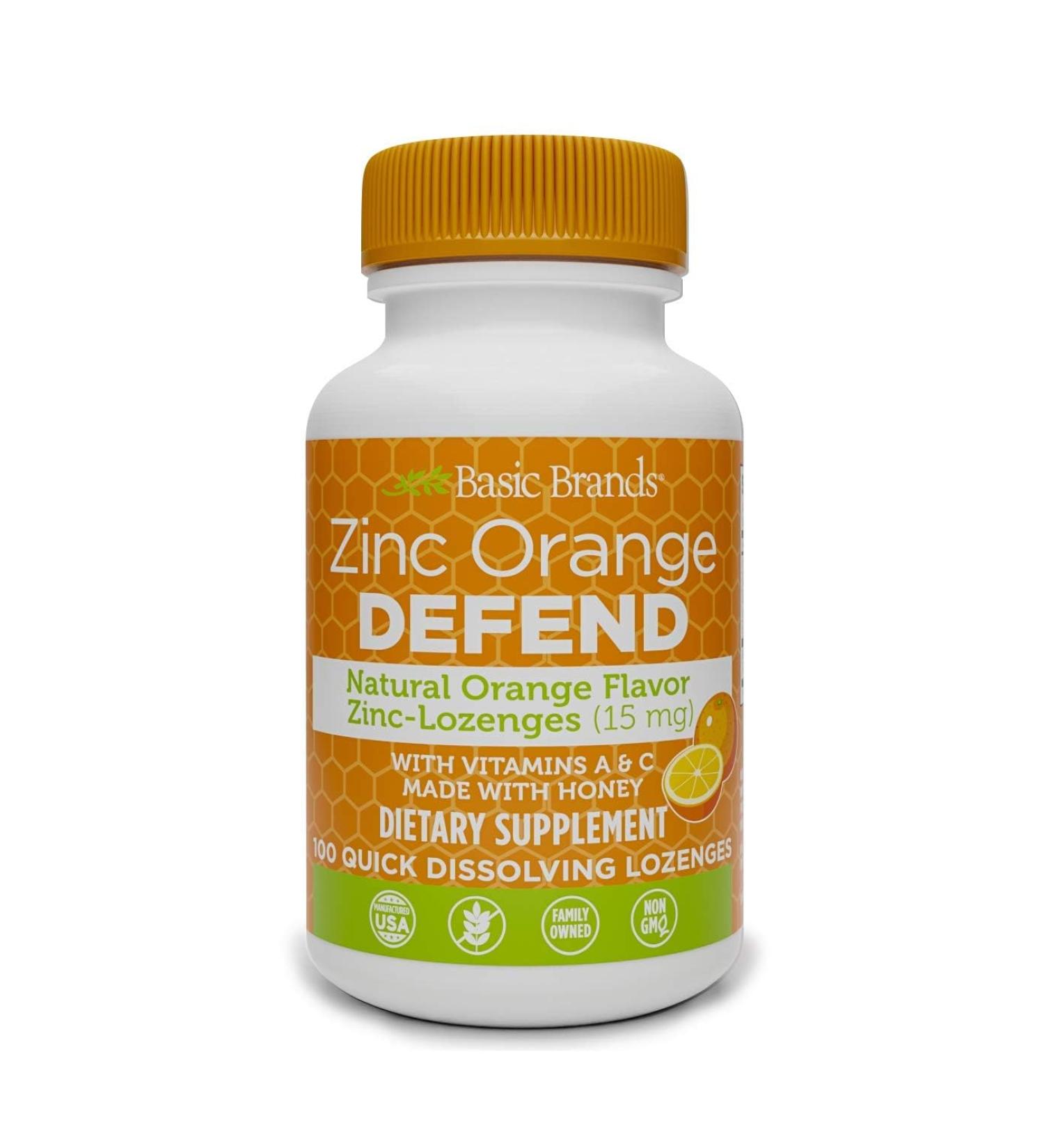 Basic Brands Zinc Lozenges 100 Count Orange Orange 100 Count (Pack of 1) - Buy Online on GoSupps.com