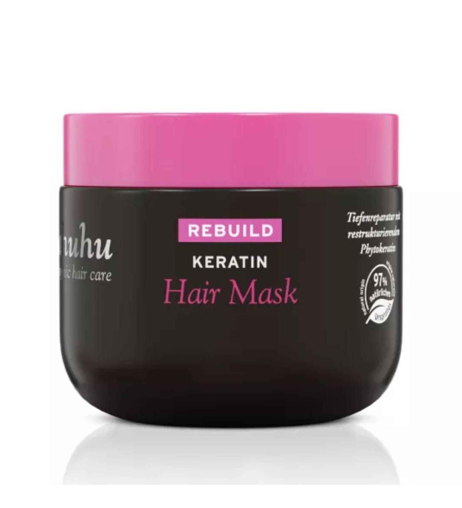 ahuhu Rebuild Keratin Hair Mask (150 ml) - Restructuring Intensive Mask with Phytokeratin Amaranth and Protective Tucuma Butter Vegan Hair Care