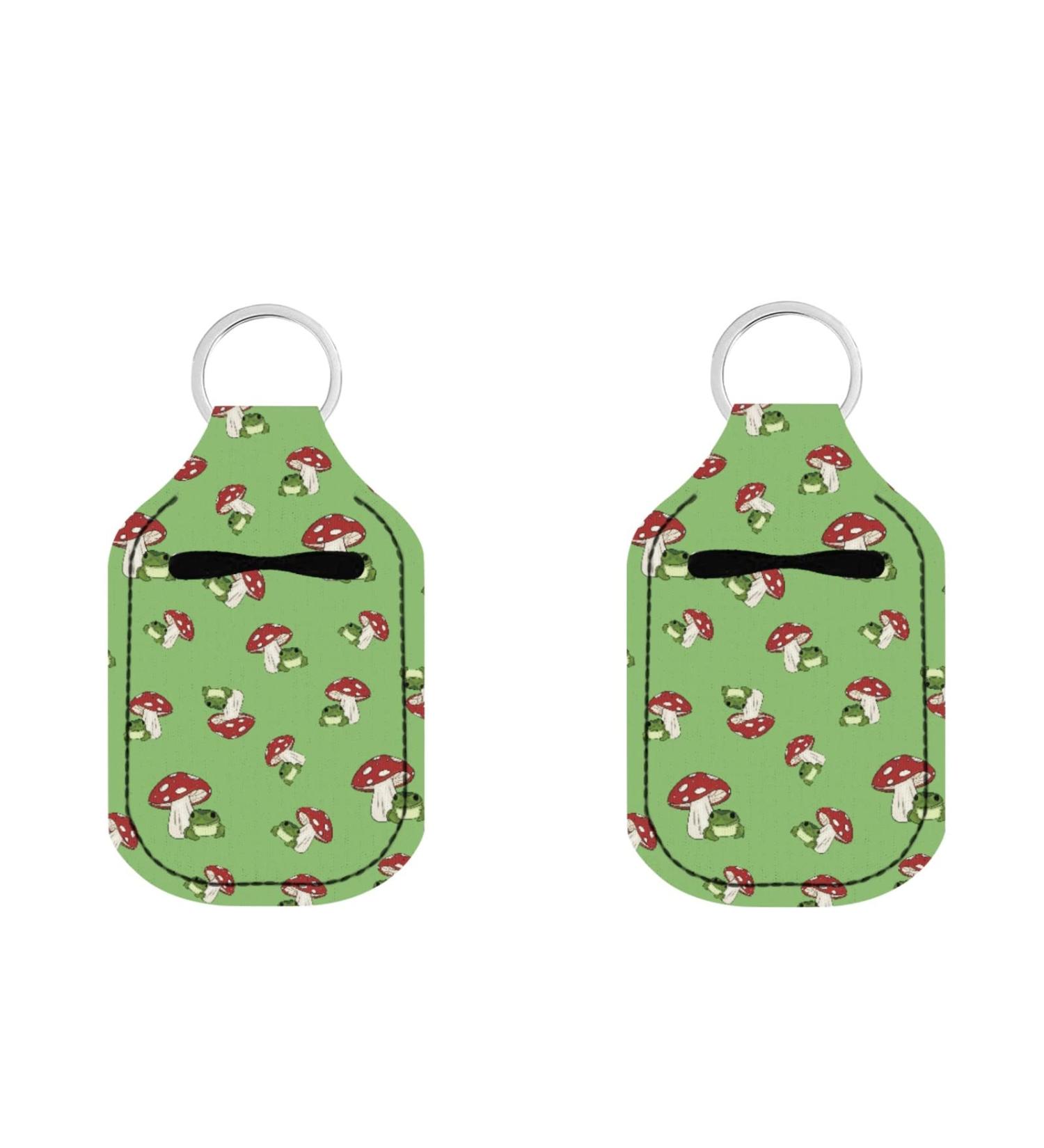 Dreaweet 2 Pcs Travel Hand Sanitizer & Chapstick Holder Keychain Set - Portable Keyring for Backpack & Purse | Cute Mushroom Frog Design - Buy Online on GoSupps.com