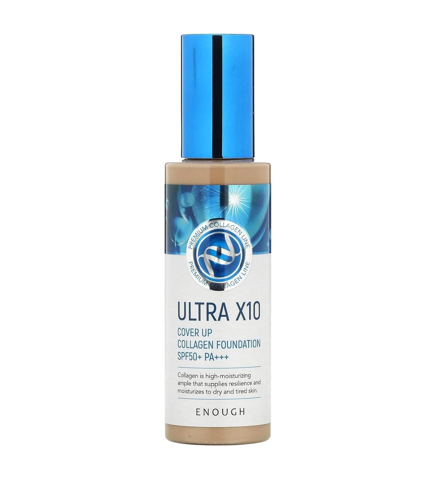 Enough Ultra X10 Cover Up Collagen Foundation Hydrating Foundation for Dry Skin Korean Skin Care Tinted Moisturizer Sunscreen - #23 Natural beige - 3.53 Oz - Buy Online on GoSupps.com