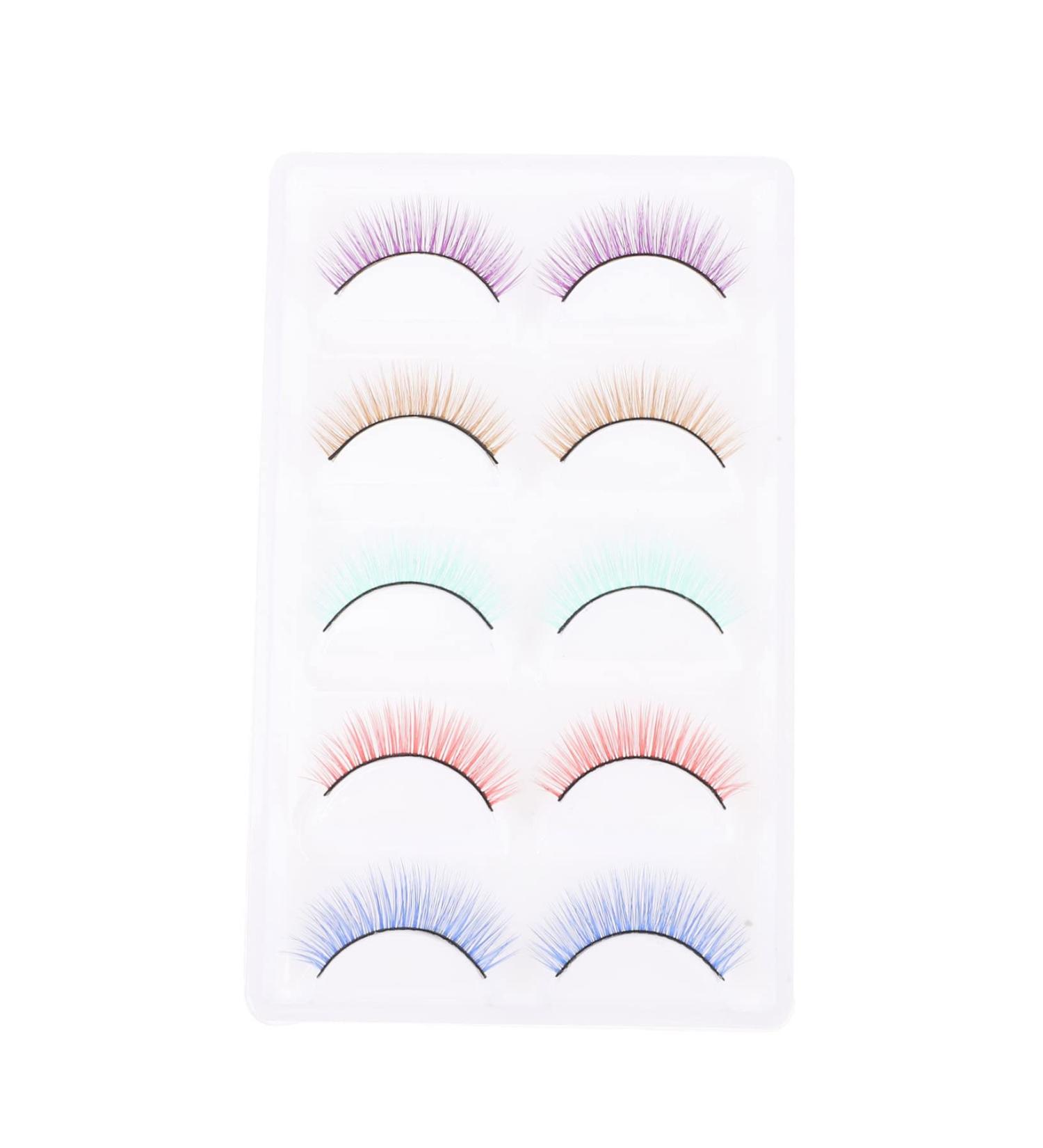 IWOWHERO 5 Pairs Colored False Eyelashes Decorative Fake Eyelash False Eye Lashes Handmade Eyelash Full Strips Eyelash Toiletries Lash Cosmetics Makeup Supply Artificial Makeup Tools Girl - Buy Online on GoSupps.com