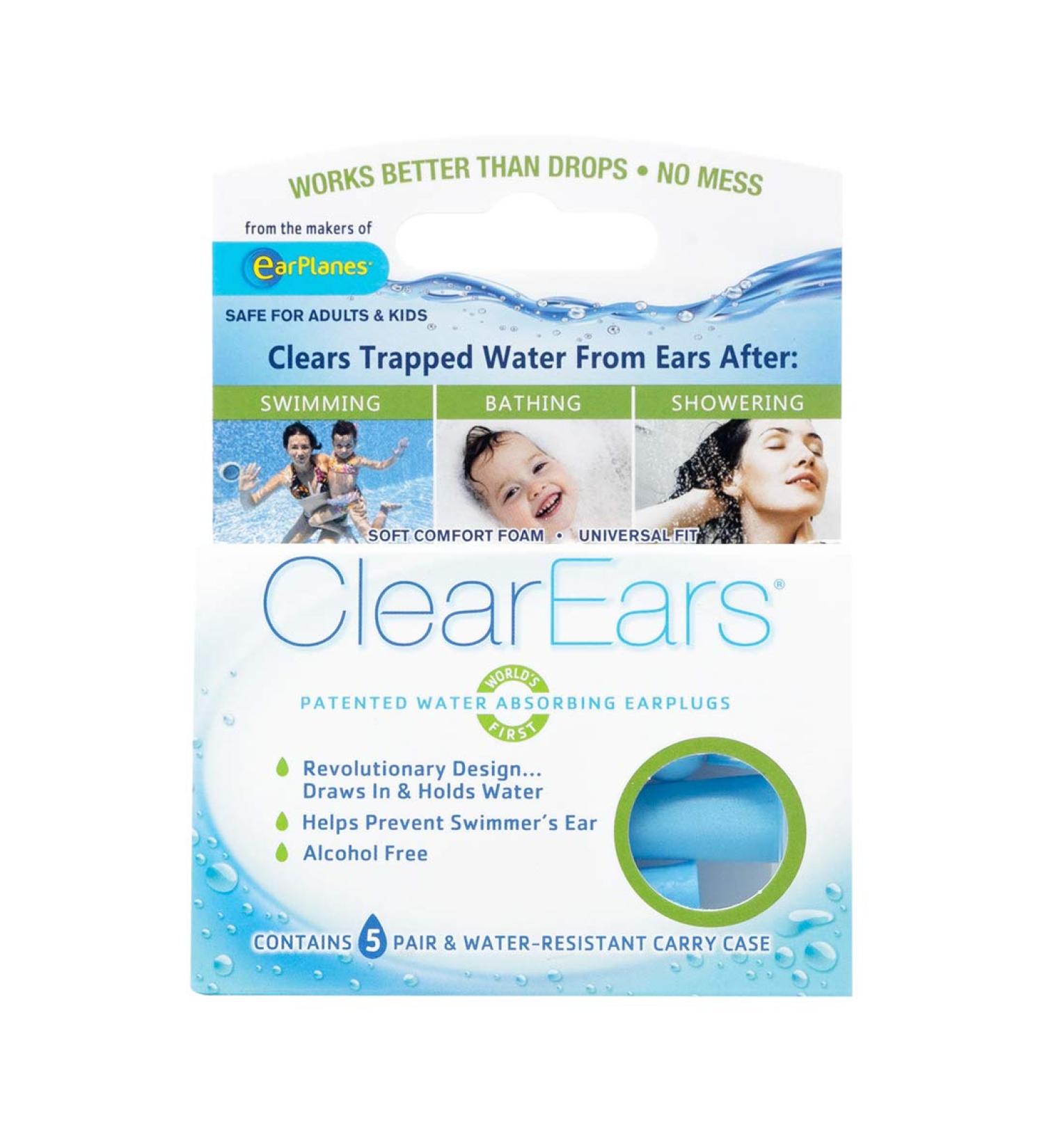 ClearEars Water Removing Earplugs 3 Pack - 30 Count, 5 Pair - Value Pack - Buy Online on GoSupps.com