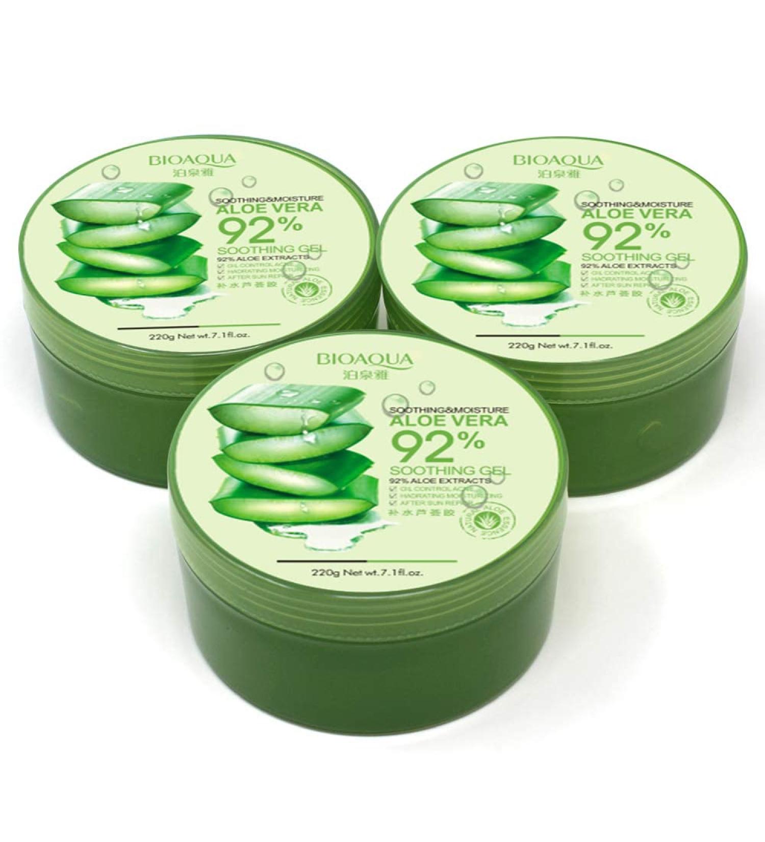 BIOAQUA 92% Aloe Vera Extracts Hydrating Acne Spot Removing Face Night Cream Replenishment Soothing Long lasting Gel 3x220g 22.3 fl.oz 7.43 Fl Oz (Pack of 3) - Buy Online on GoSupps.com