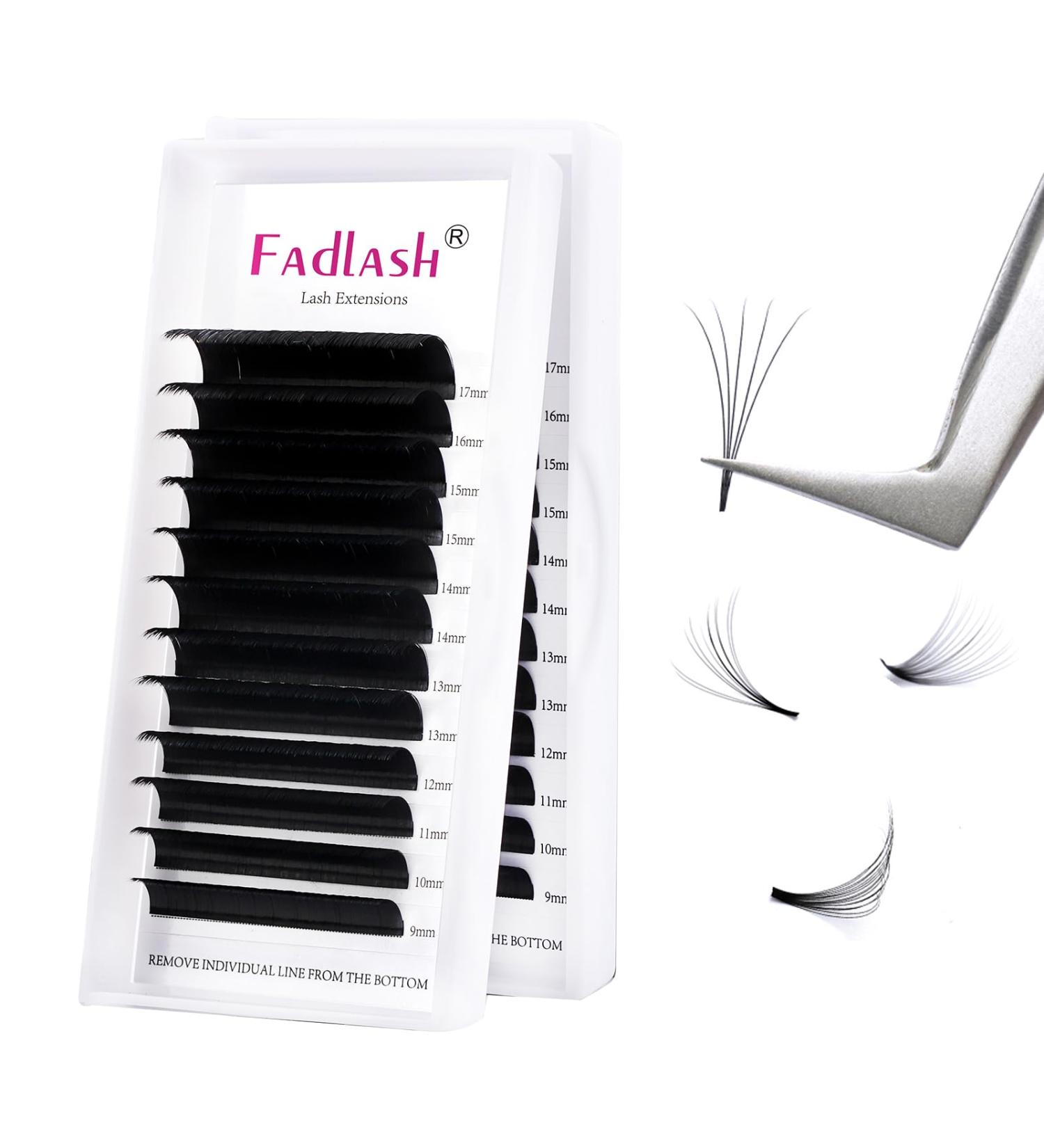 Fadlash Easy Fan Lashes D Curl 0.05 9-17mm Mixed Length Russian Lashes - Natural Look Self Fanning Eye Lashes - Automatic Blooming Eyelash Extensions - Buy Online on GoSupps.com