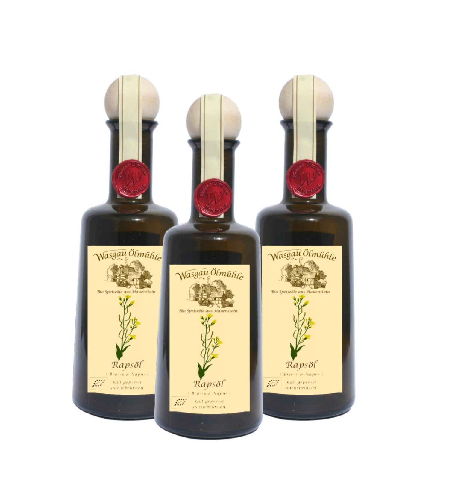 Wasgau lmhle - Organic rapeseed oil - 3 x 500ml - cold pressed natural 3 x 500 ml
