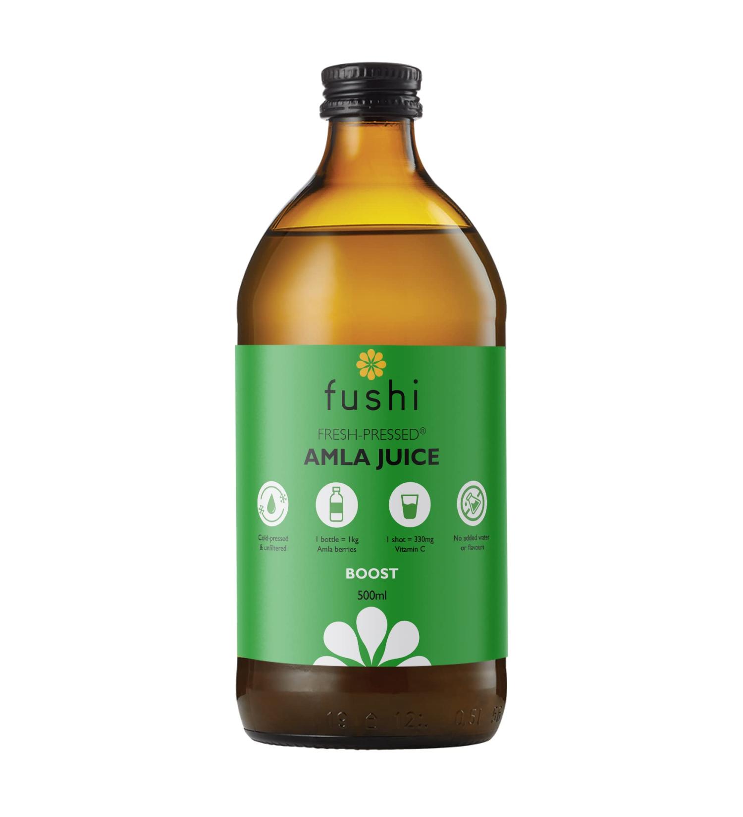 Fushi Amla Juice 500ml - Fresh-Pressed Wild Harvested Indian Gooseberry - Natural White - No Artificial Sweeteners, Flavours, or Colours - Buy Online on GoSupps.com