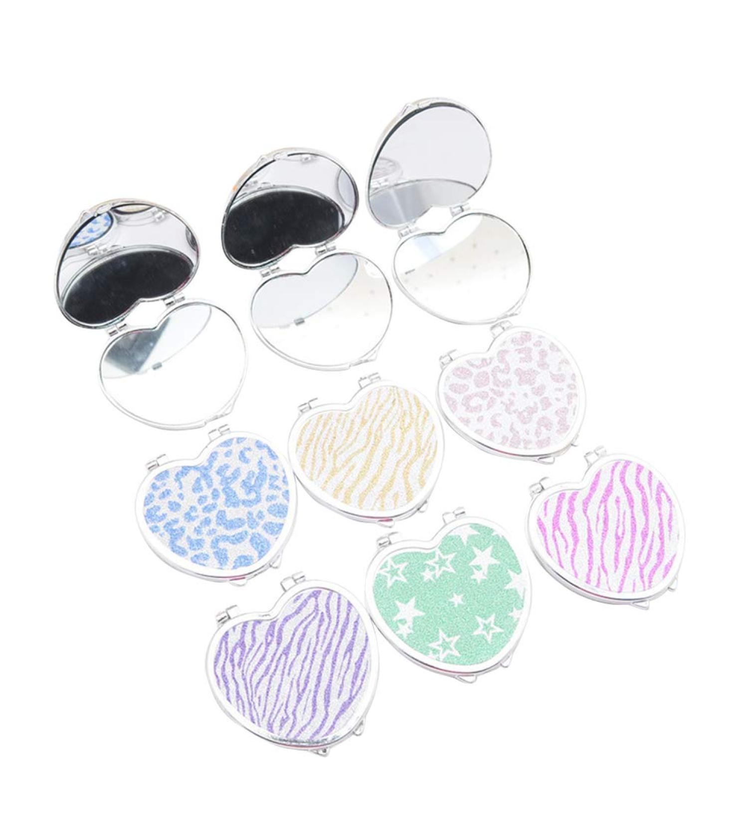 Minkissy Portable Heart Pocket Mirror - Foldable Double-Sided Steel Cosmetic Mirror for Girls & Women (Random Color) - Buy Online on GoSupps.com