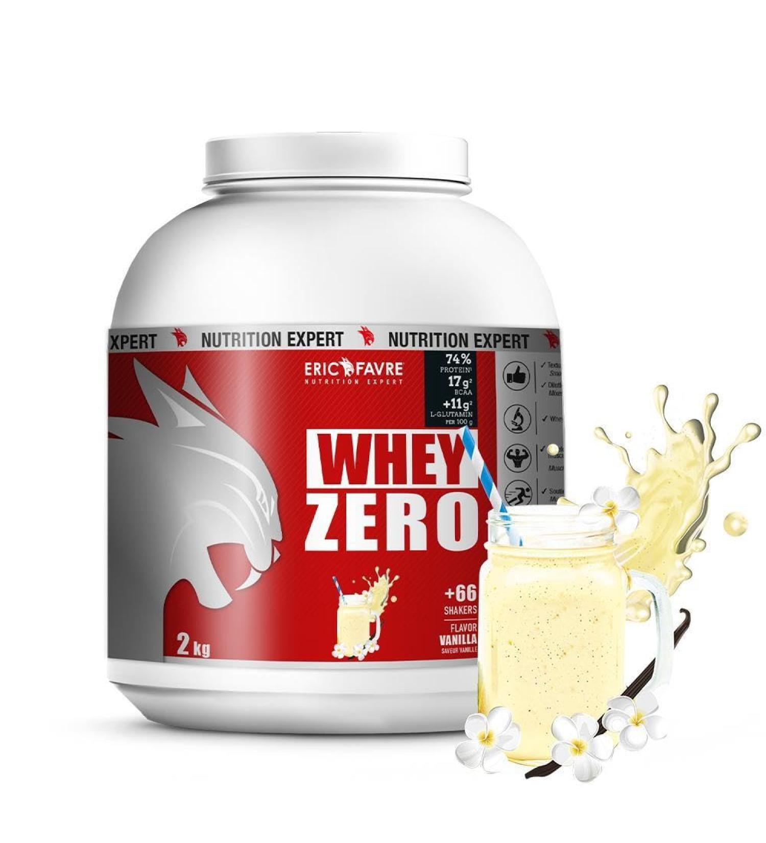 Whey Concentrated Protein Zero Eric Favre + 75% Whey Protein Concentrated No Aspartame/Collagen/GMO/Gluten French Laboratory (Vanilla 2 kg) - Buy Online on GoSupps.com