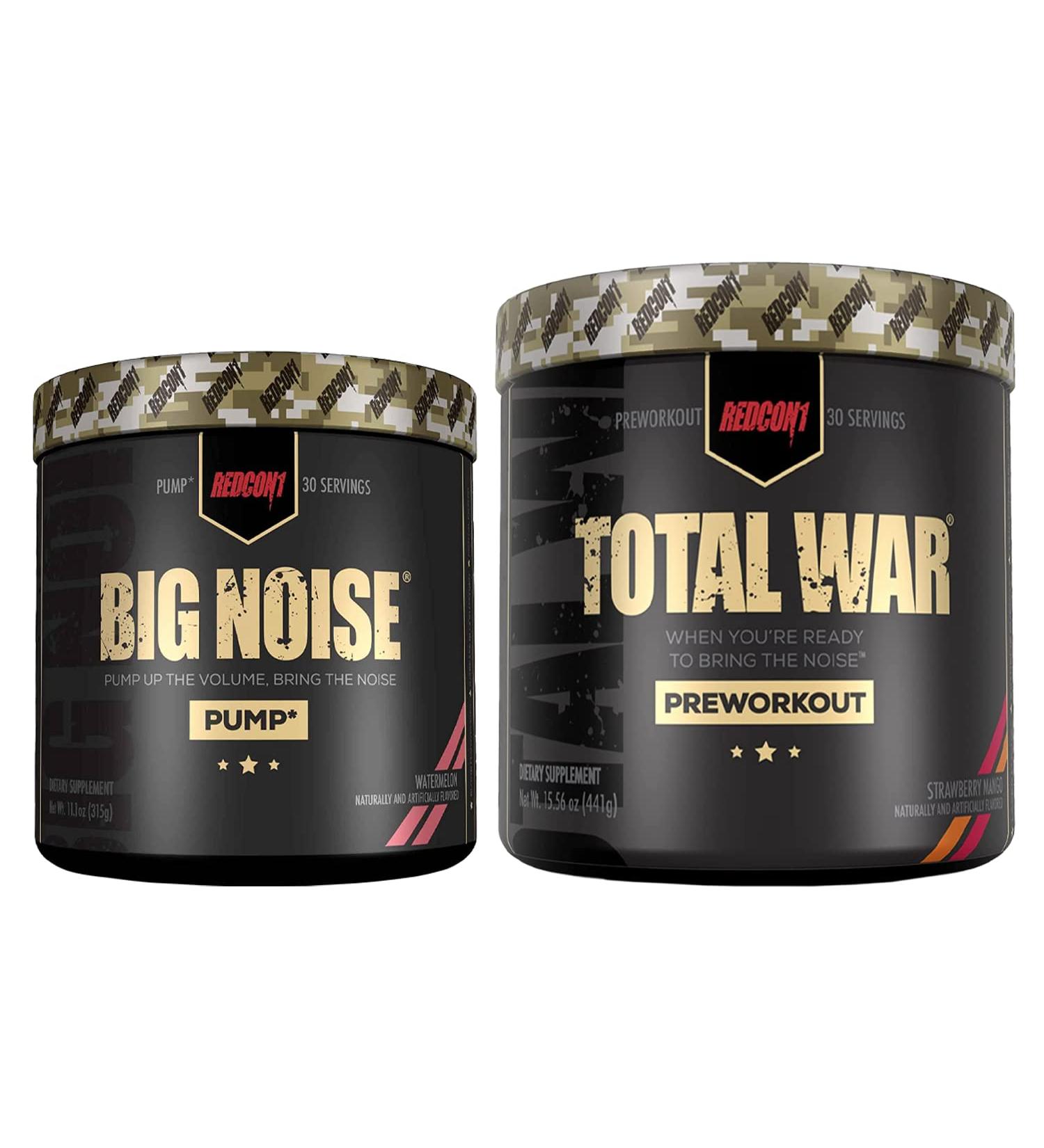REDCON1 Total War & Big Noise Preworkout Stack - Strawberry Mango & Watermelon Flavors - Energy, Focus & Endurance Booster - Keto Friendly - 60 Servings - Buy Online on GoSupps.com