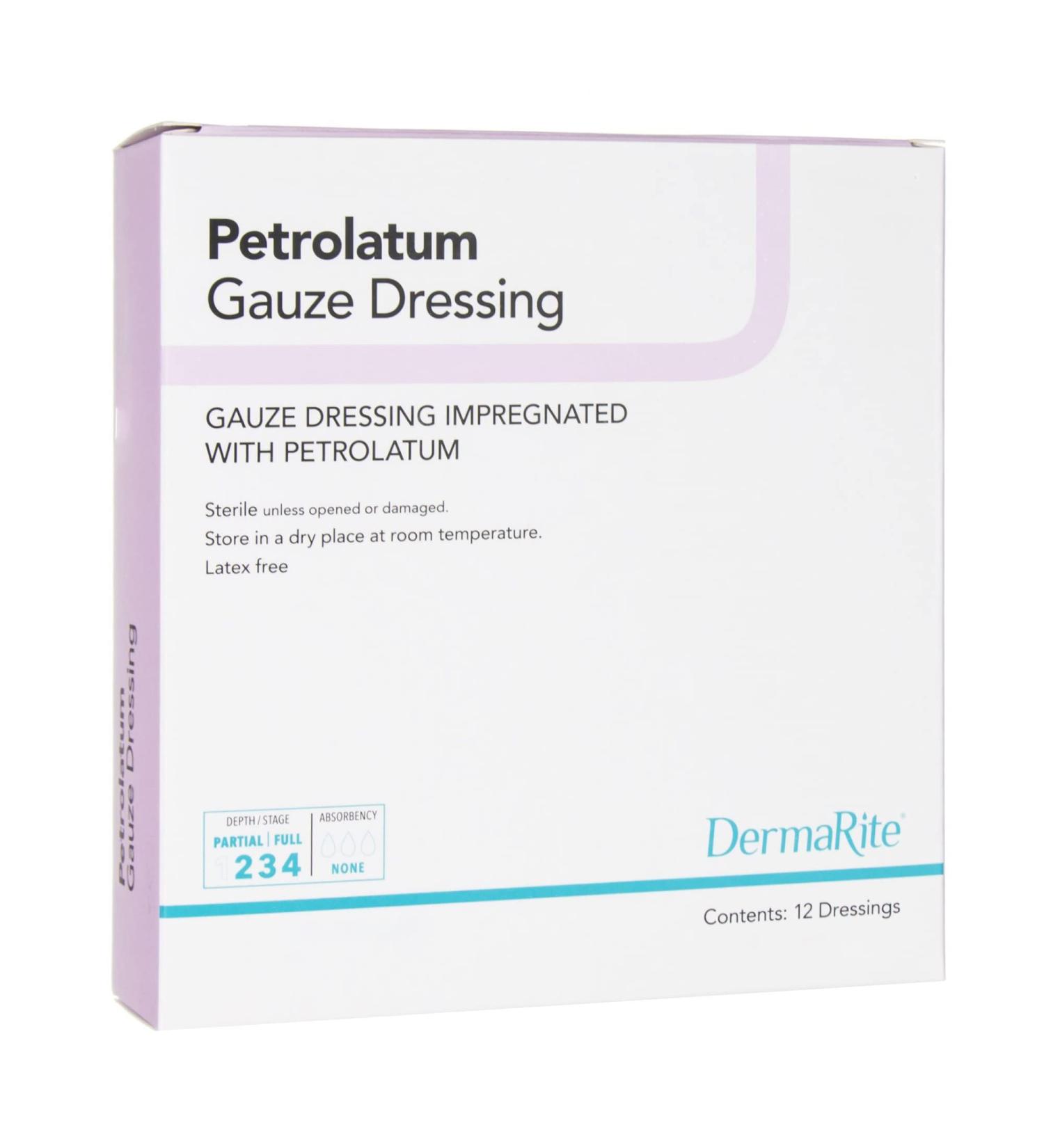 Dermarite Industries 12 Per Box Gauze Dressing Impregnated with Petrolatum 0.8 Ounce