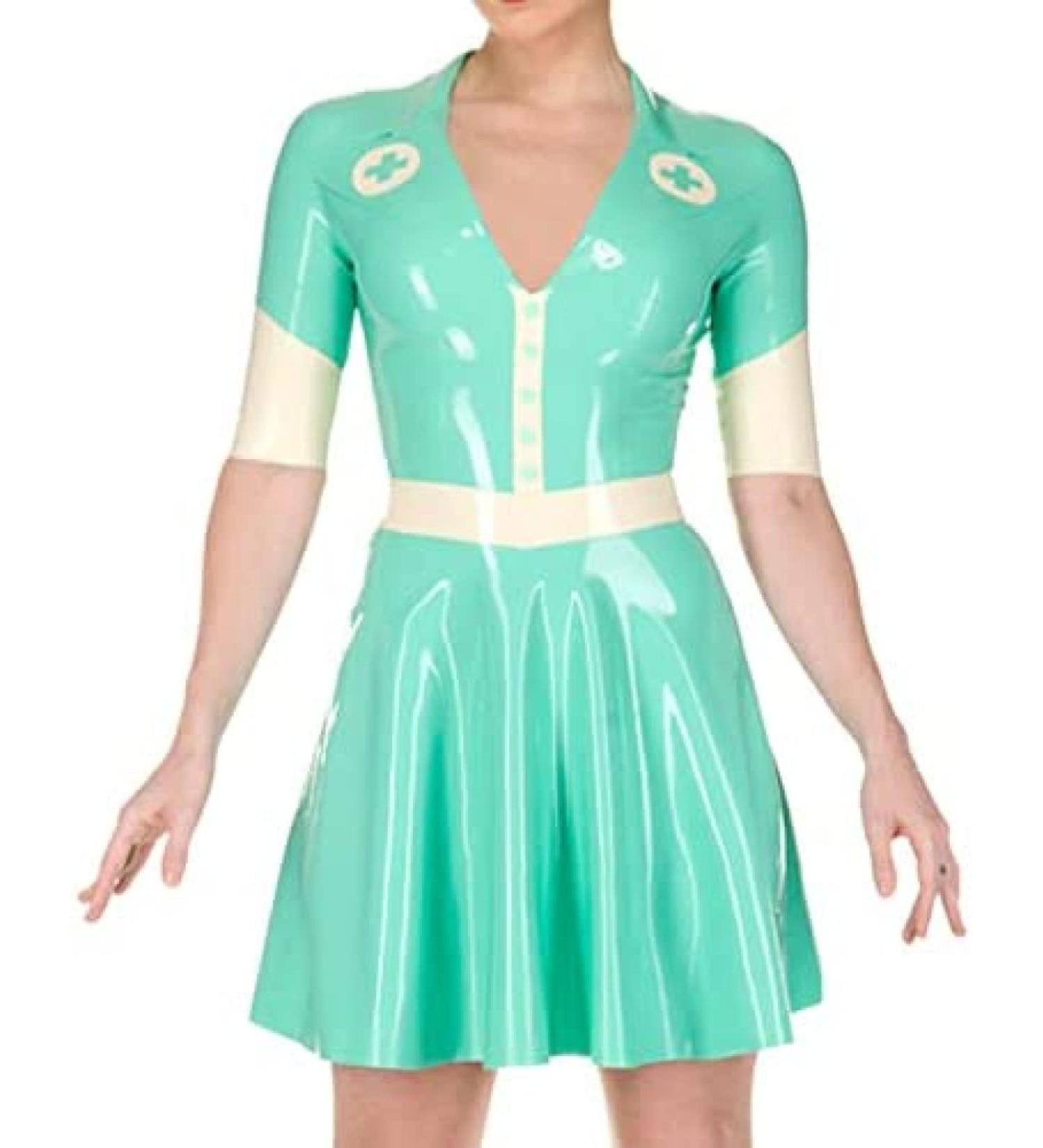 Shop Stylish Latex Dress with Half Sleeves & Zipper - International Shipping Available | Size L - Buy Online on GoSupps.com