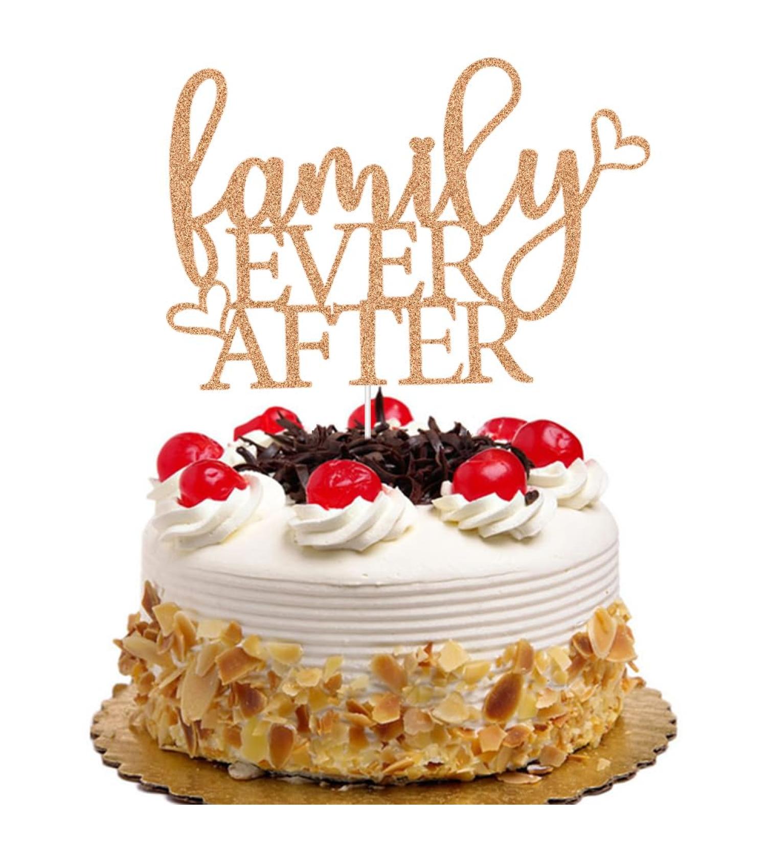 QXQXBA Family Ever After Cake Topper Happy Adoption Day Party Supplies The Day I Got You Party Decoration Forever Family Party Decor Rose Gold Glitter - Buy Online on GoSupps.com