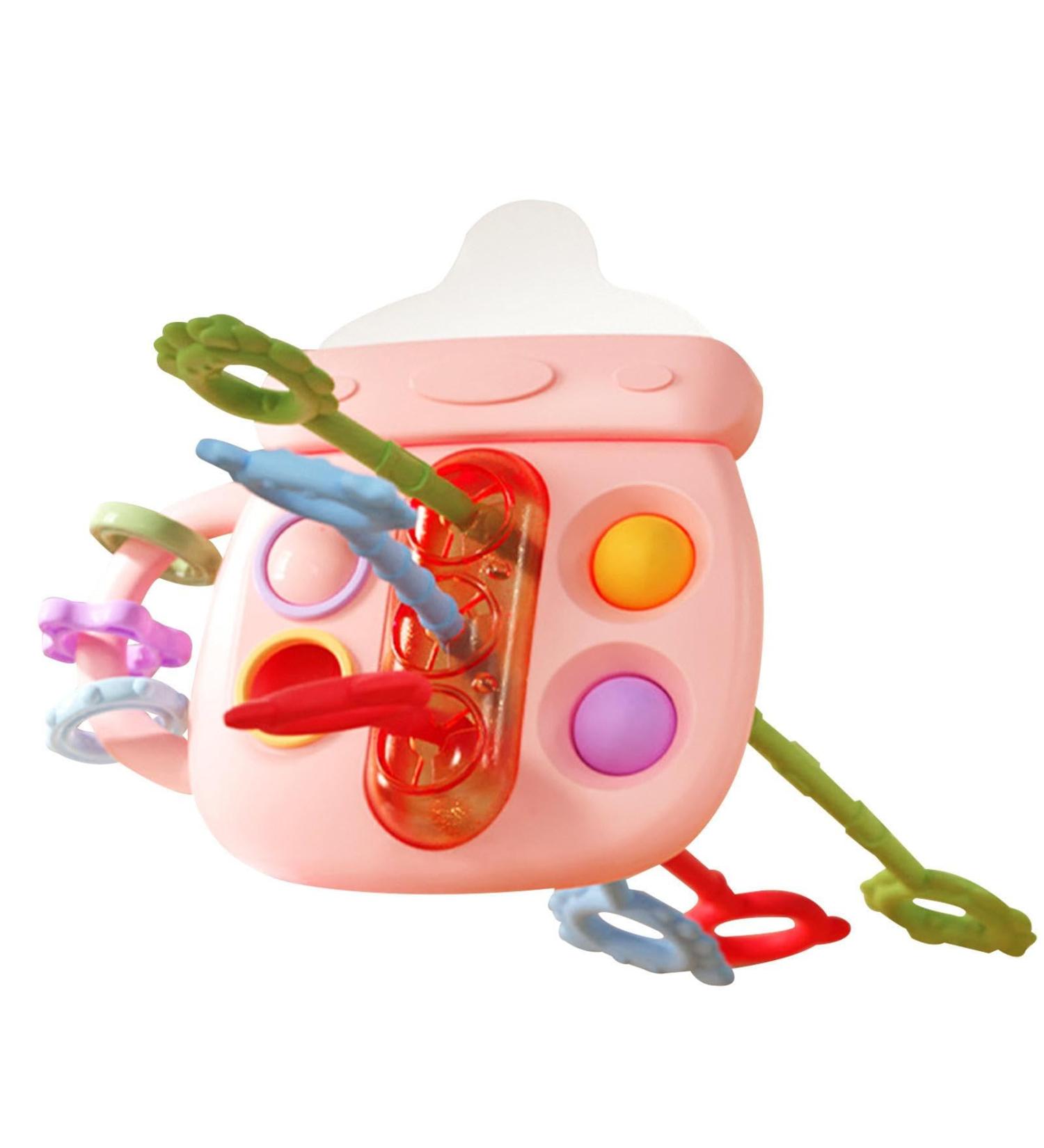 Buy Sensory Tensile Cutting Toys - Bottle-Shaped Dental Aid for Babies & Kids | Silicone Teething Toys in Sweet Pink - Buy Online on GoSupps.com