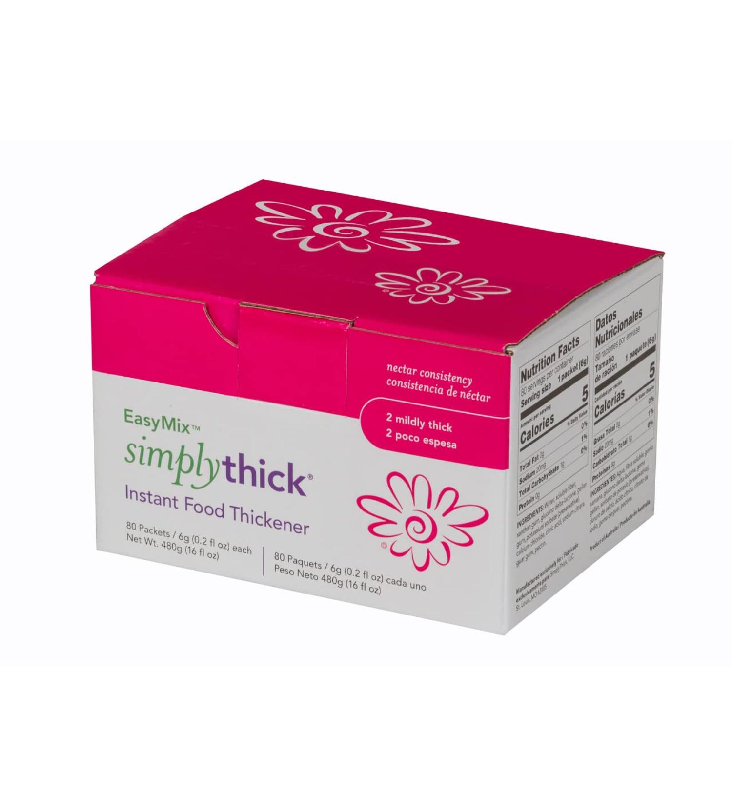 SimplyThick EasyMix Gel Thickener | 80 Individual Packets | Dysphagia & Swallowing Disorder Aid | IDDSI Level 2 Mildly Thick - Buy Online on GoSupps.com