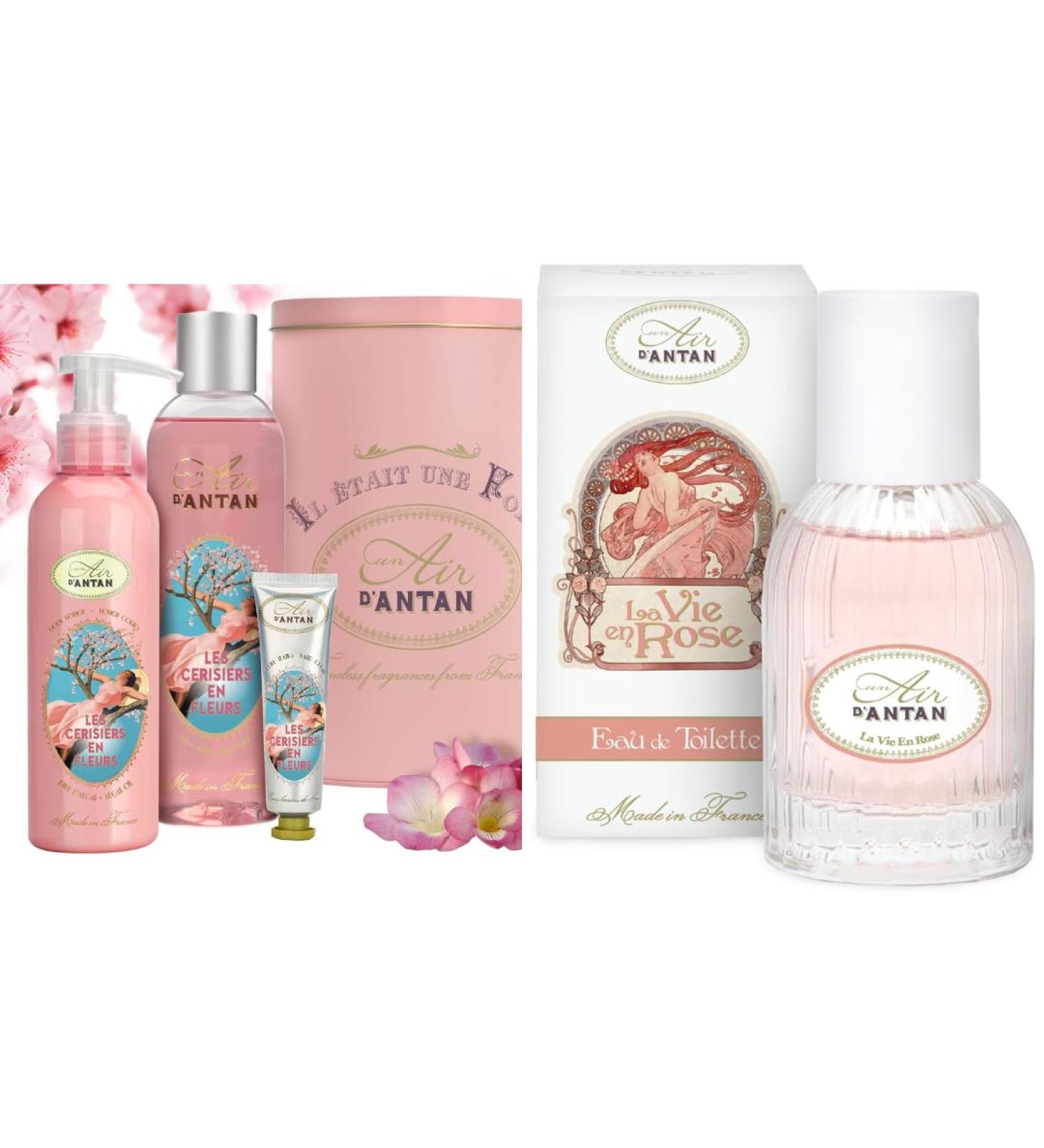 Un Air d'Antan Rose Perfume Spa Gift Basket Cherry Blossom 3PC - Buy Online on GoSupps.com