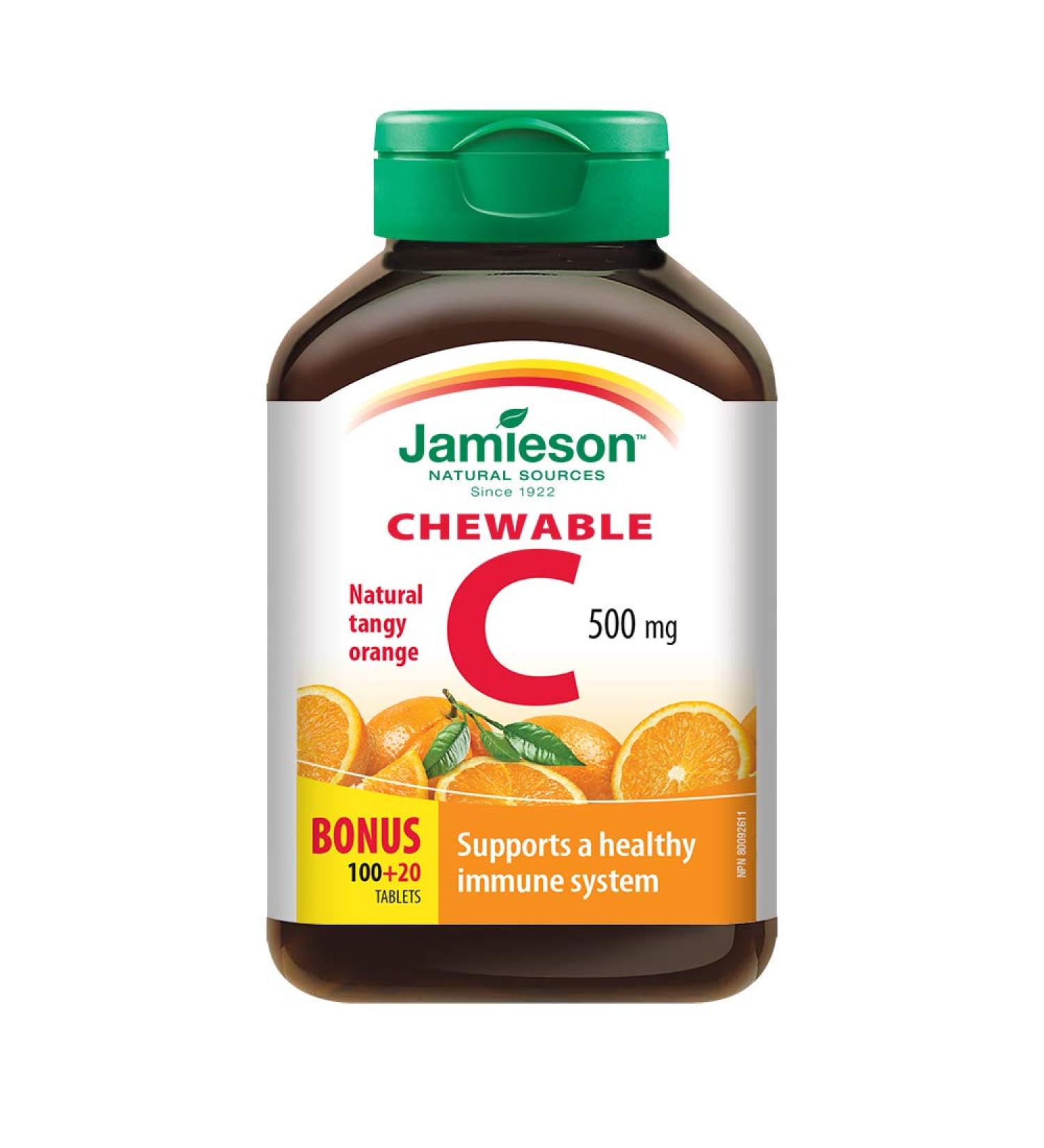 Jamieson Vitamin C Orange 500mg 120 Tablets - Immune Support and Antioxidant Boost - Buy Online on GoSupps.com
