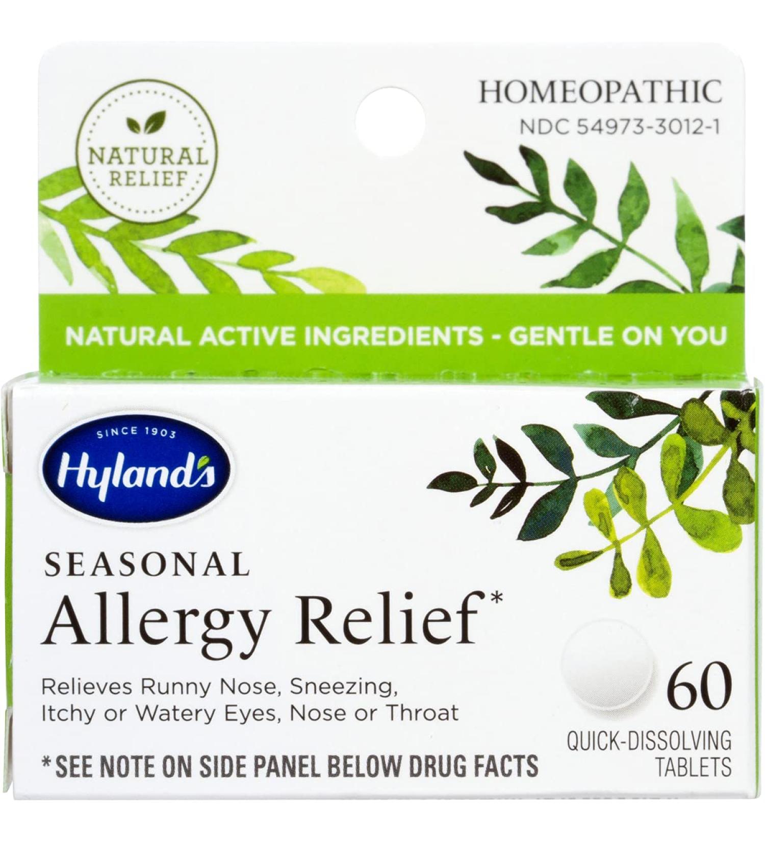 Hyland's Allergy Pills - Non-Drowsy Seasonal Relief, Natural Indoor & Outdoor Formula, 60 Quick Dissolving Tablets - Buy Online on GoSupps.com