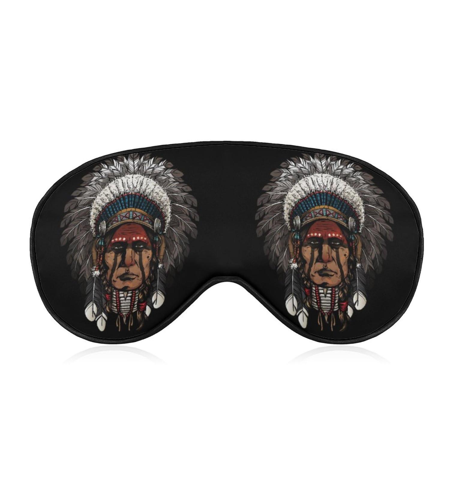 Native American Indian Warrior Sleep Mask Eye Cover - Adjustable Strap, Blocks Light, Ideal for Sleeping, Travel, and Nap - Men and Women - Buy Online on GoSupps.com